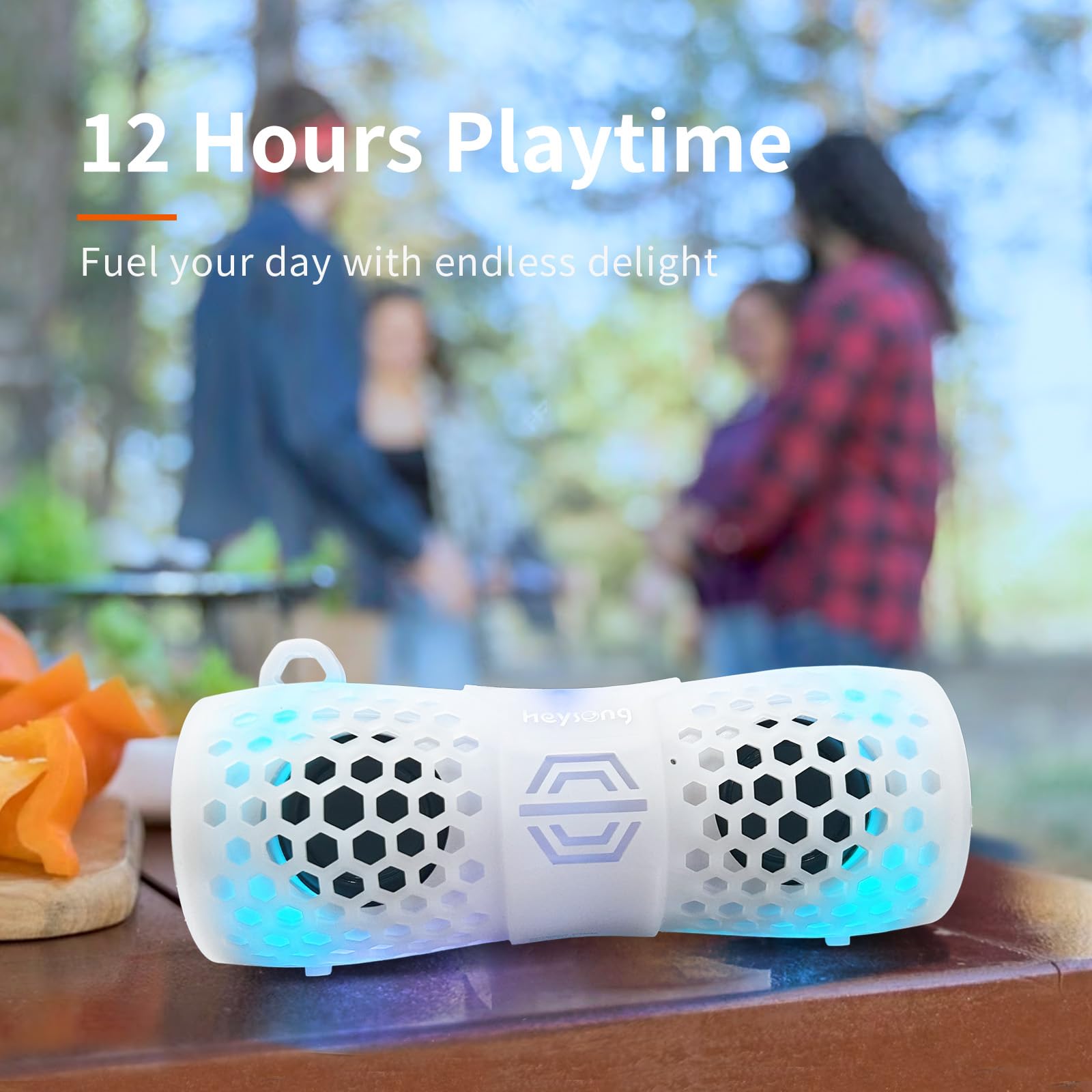 Heysong Bluetooth Speaker, Portable Waterproof Shower Speakers With Lights, Ipx7 Waterproof, Loud Sound, Floating, Travel Speakers For Pool, Beach, Kayak, Bike, Gifts For Men, Women, Teen