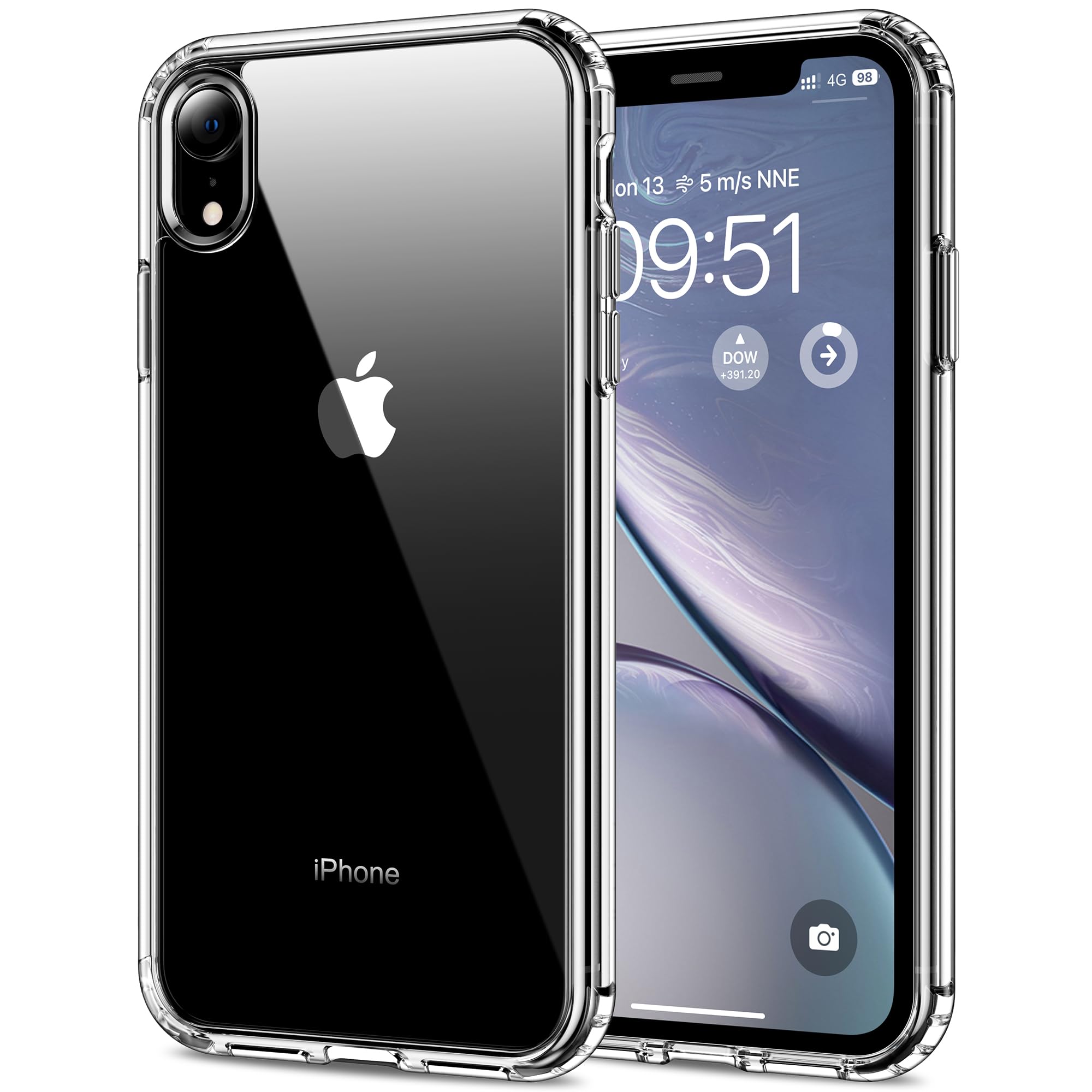 HOOMIL Case for iPhone XR 6.1-Inch, Non-Yellowing, Drop Protection, Anti-Scratch Transparent Hard Back Phone Cover - Black