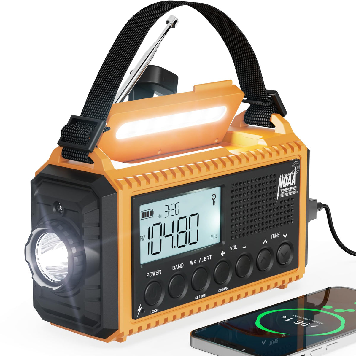 5000 Emergency Weather Radio With Am/Fm/Noaa/Sw, 5 Ways Powered Solar Hand Crank Alert Radio With Lcd Display&Sos, Portable Radi