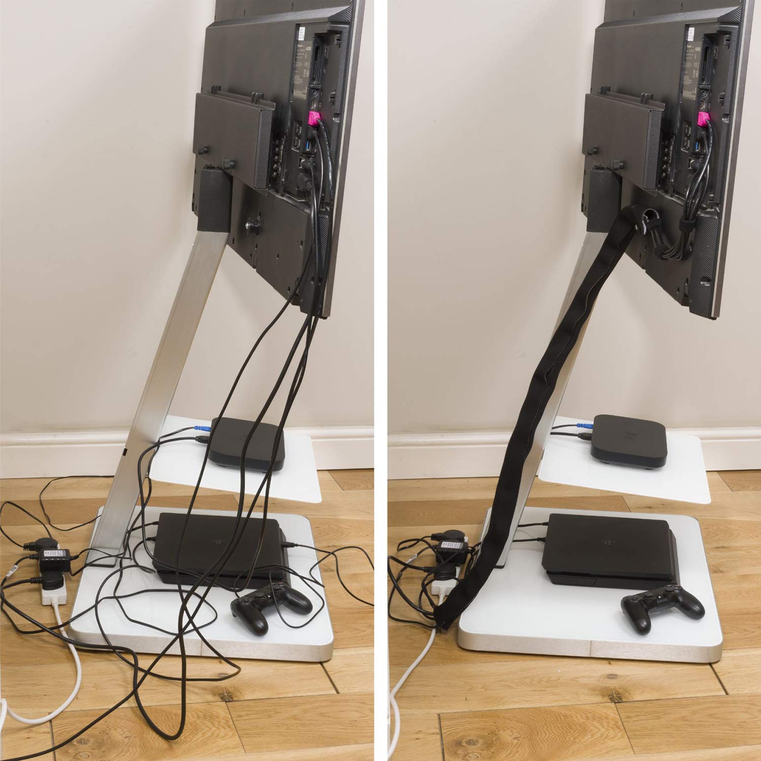 D Line 39In Reversible Black Or White Cable Sleeve, Computer Cord Hider, Organize Pc Cables, Neoprene Tv Wire Sleeves, Flexible