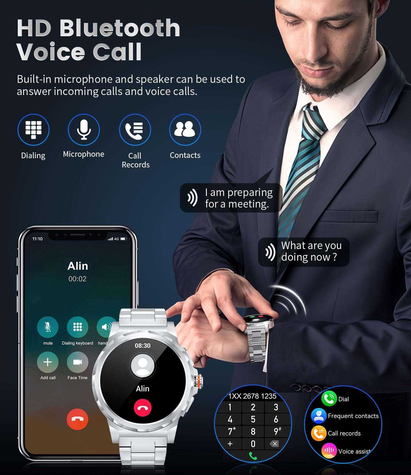 Military Smart Watch For Men(Answer/Dial Calls),1.46 ' ' Amoled Touchscreen/120 Sports Modes/5Atm Waterproof Fitness Watch With