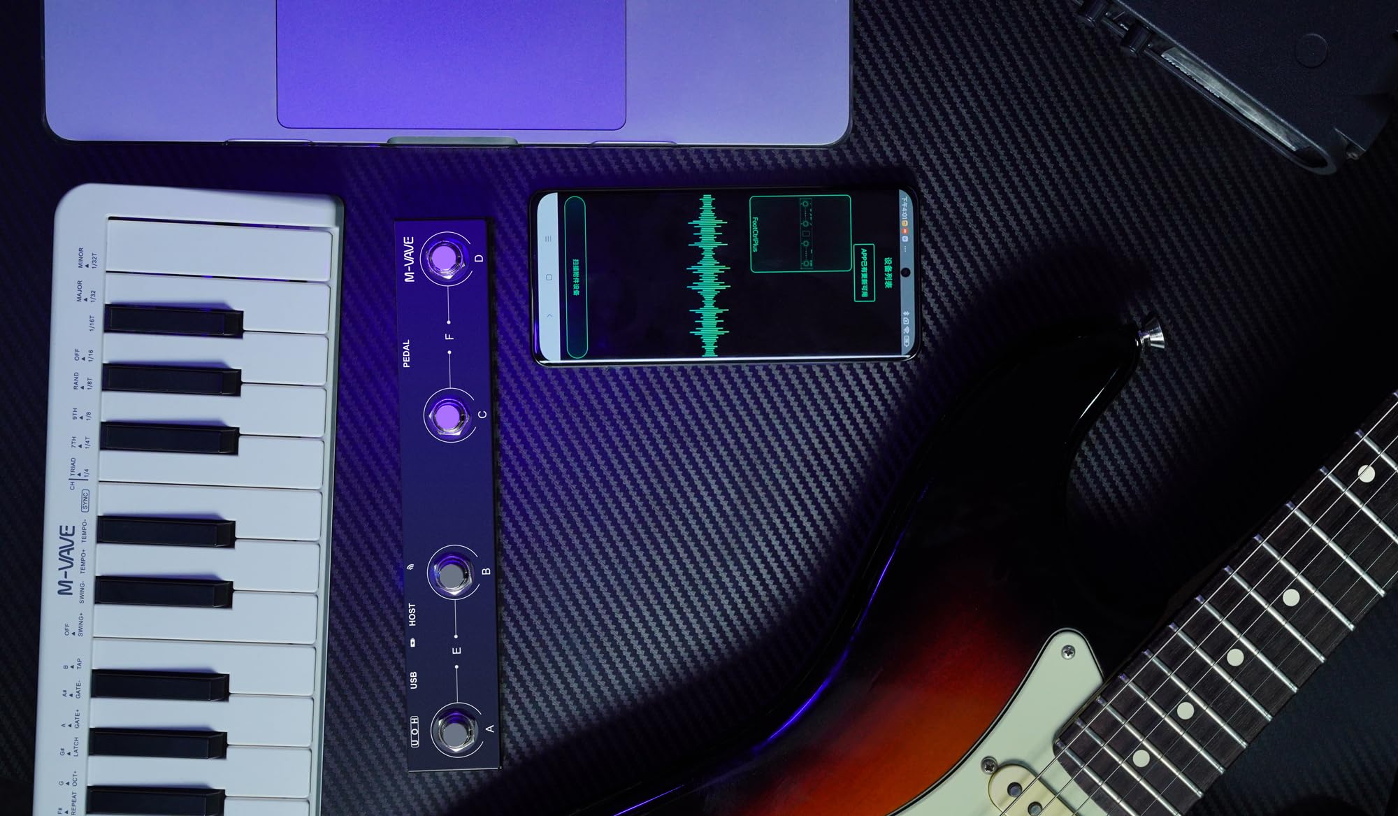 M-Vave Chocolate Plus Wireless Midi Controller Programmable Wireless Midi Controller 4 Buttons Portable Rechargeable Midi Foot C