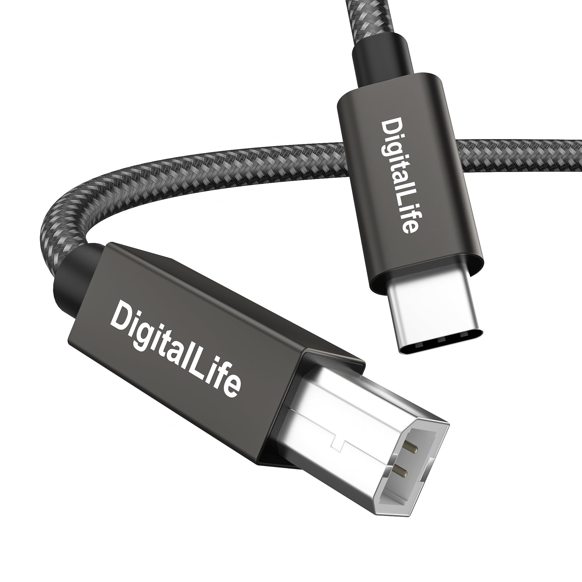 Digitallife 2.0M Usb Type C To B Midi Interface Converter Cable, Compatible With Windows 11 / Macos Sonoma 14 (Metal, Nylon Brai