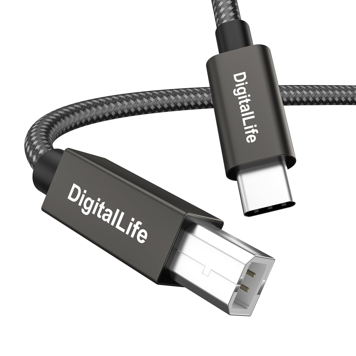 Digitallife 2.0M Usb Type C To B Midi Interface Converter Cable, Compatible With Windows 11 / Macos Sonoma 14 (Metal, Nylon Brai