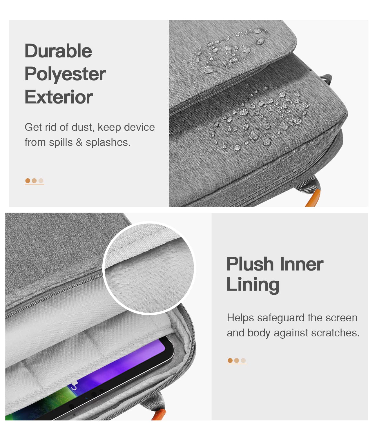 MoKo 9 11 Inch Tablet Sleeve Bag Handle Carrying Case with Shoulder Strap Fits New 11 inch iPad Pro M4/iPad Air M2, iPad 10th 10.9, iPad 9/8/7th 10.2, iPad Air 5/4th 10.9, Tab S8/S9 11, Dark Gray