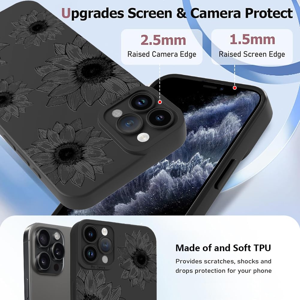 Ook Floral Case For Iphone 11 Pro Max Case, Cute Sunflower Floral Blooms Design Soft Tpu Shockproof Protective For Women Girls P