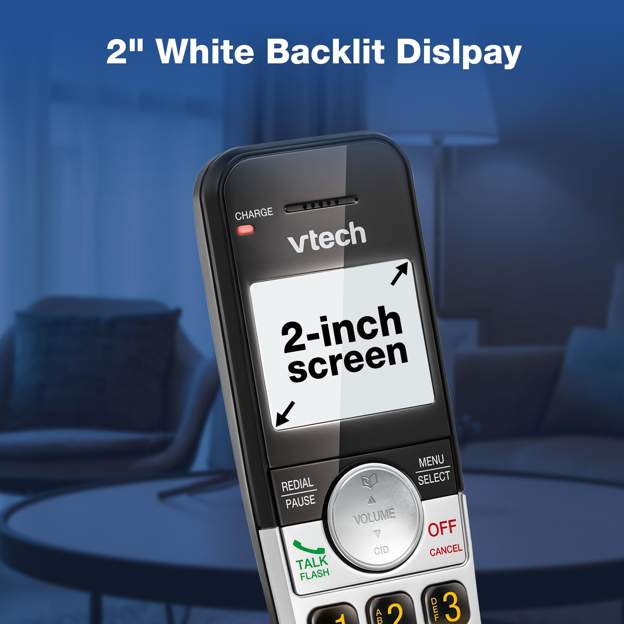 Vtech Vg231 4 Cordless Phone 4 Handset With Large Display And Big Buttons, Dect 6.0 With Caller Id/Call Waiting, Full Duplex Spe