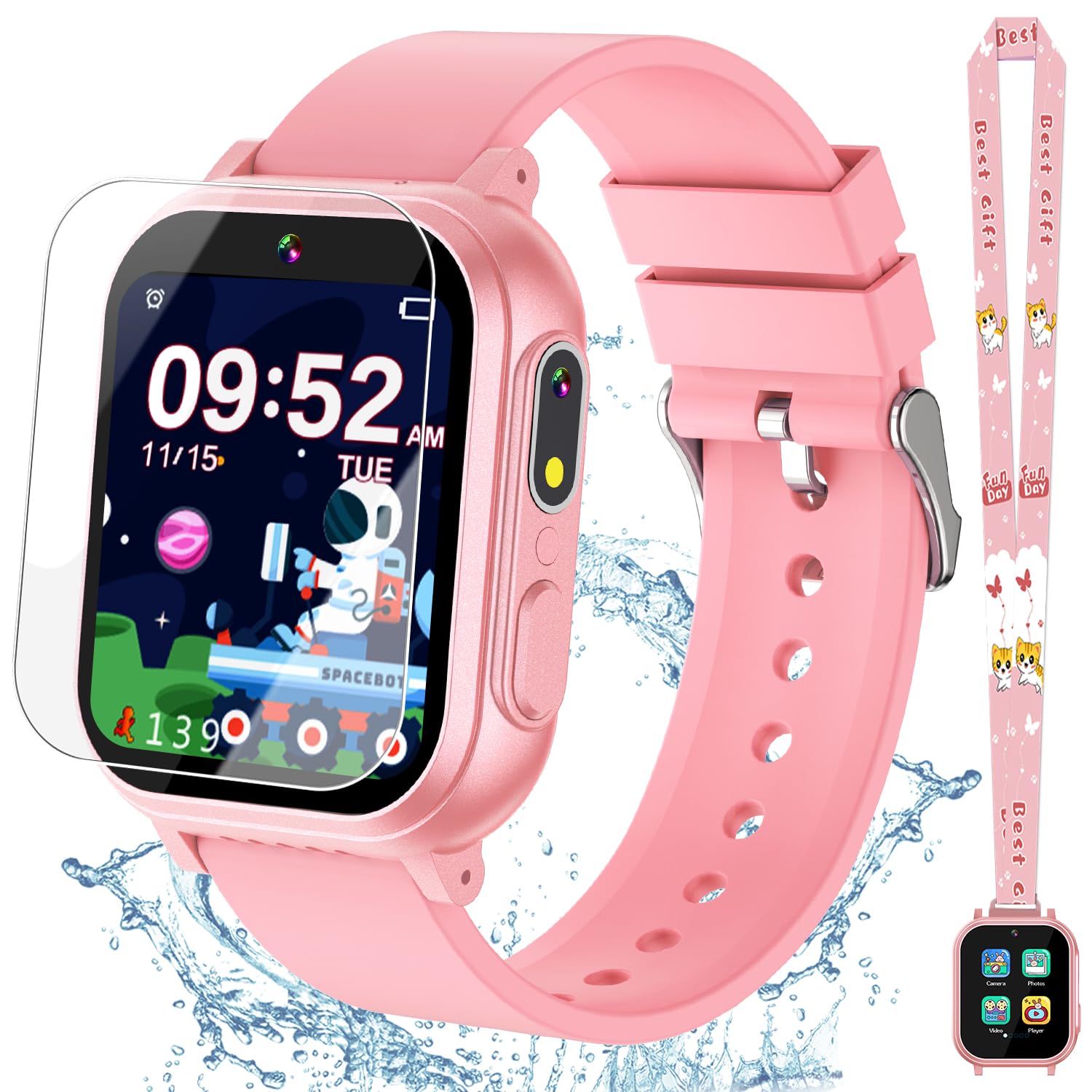 Kids Waterproof Smart Watch Girls Toys Age 6 8, Kids Watch With 32 Games Dual Camera Hd Touchscreen Mp3 Habit Tracking Alarm Ped
