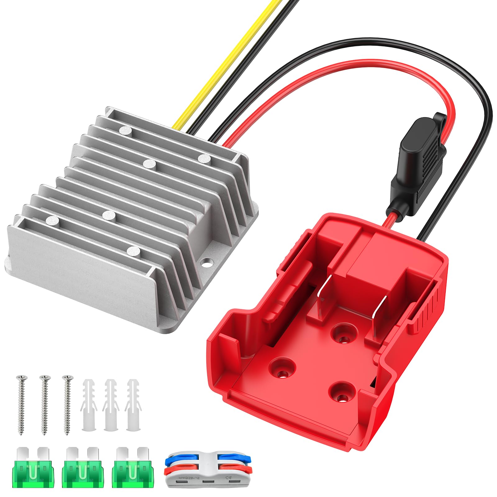 Kzreect 18V To 12V Step Down Converter Compatible With Milwaukee 18V Battery, Dc 12V 20A 240W Voltage Reducer Regulator For Golf