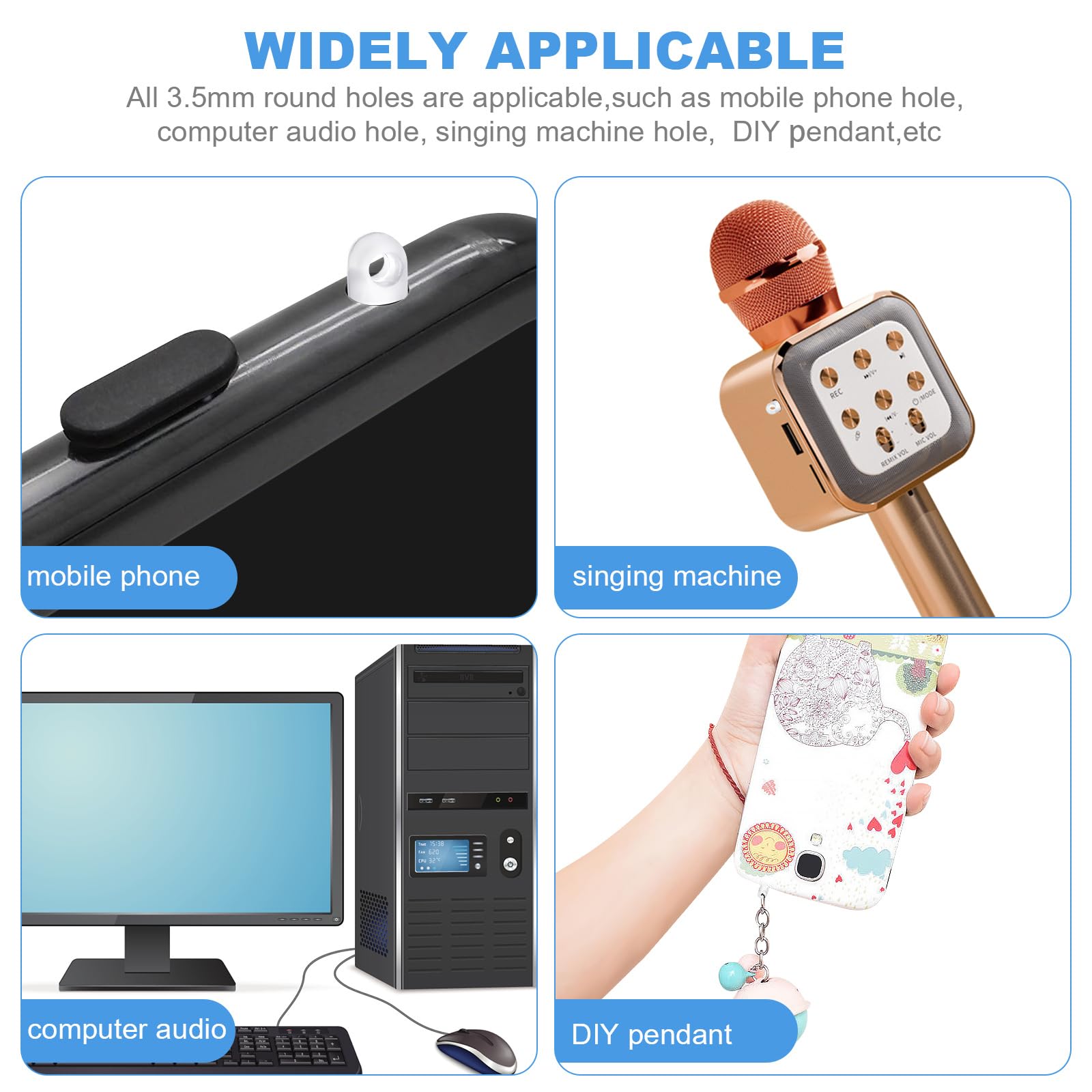 Plugs   100 Pcs Cell Phone Dust Plug Charm With Headphone Covers Dust Protector Cap Compatible For 3.5Mm Earphone (Transparent)