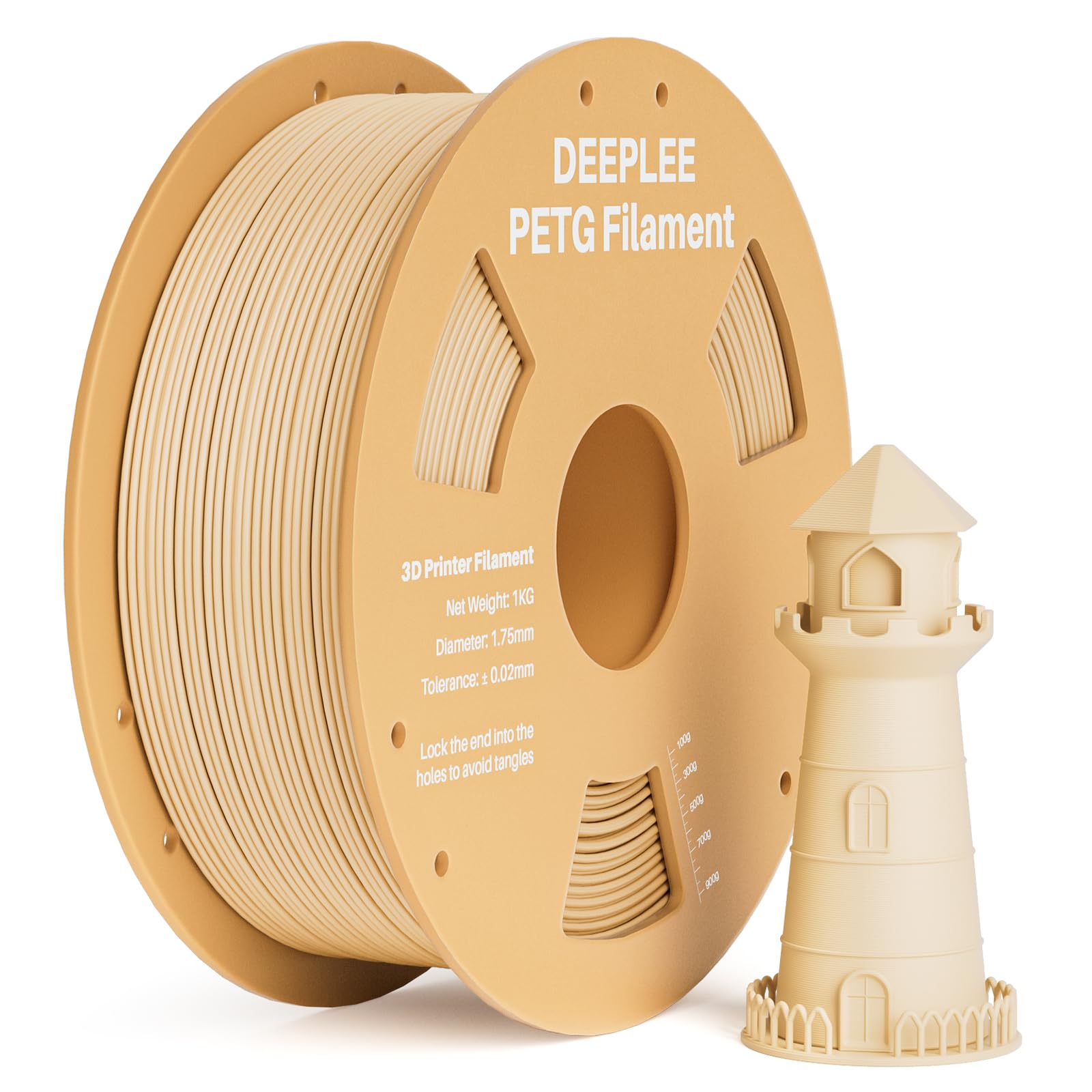 DEEPLEE PETG 3D Printer Filament 1.75mm 1KG, Dimensional Accuracy +/- 0.02 mm, High Toughness & Impact Resistance PETG Filament 