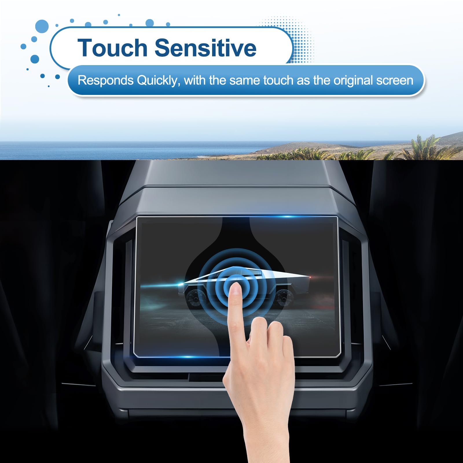 Coleya For Tesla Cybertruck Screen Protector, 9.4 Inch Rear Seat Touchscreen, 9H Tempered Glass 2024 Cybertruck Accessories Hd T