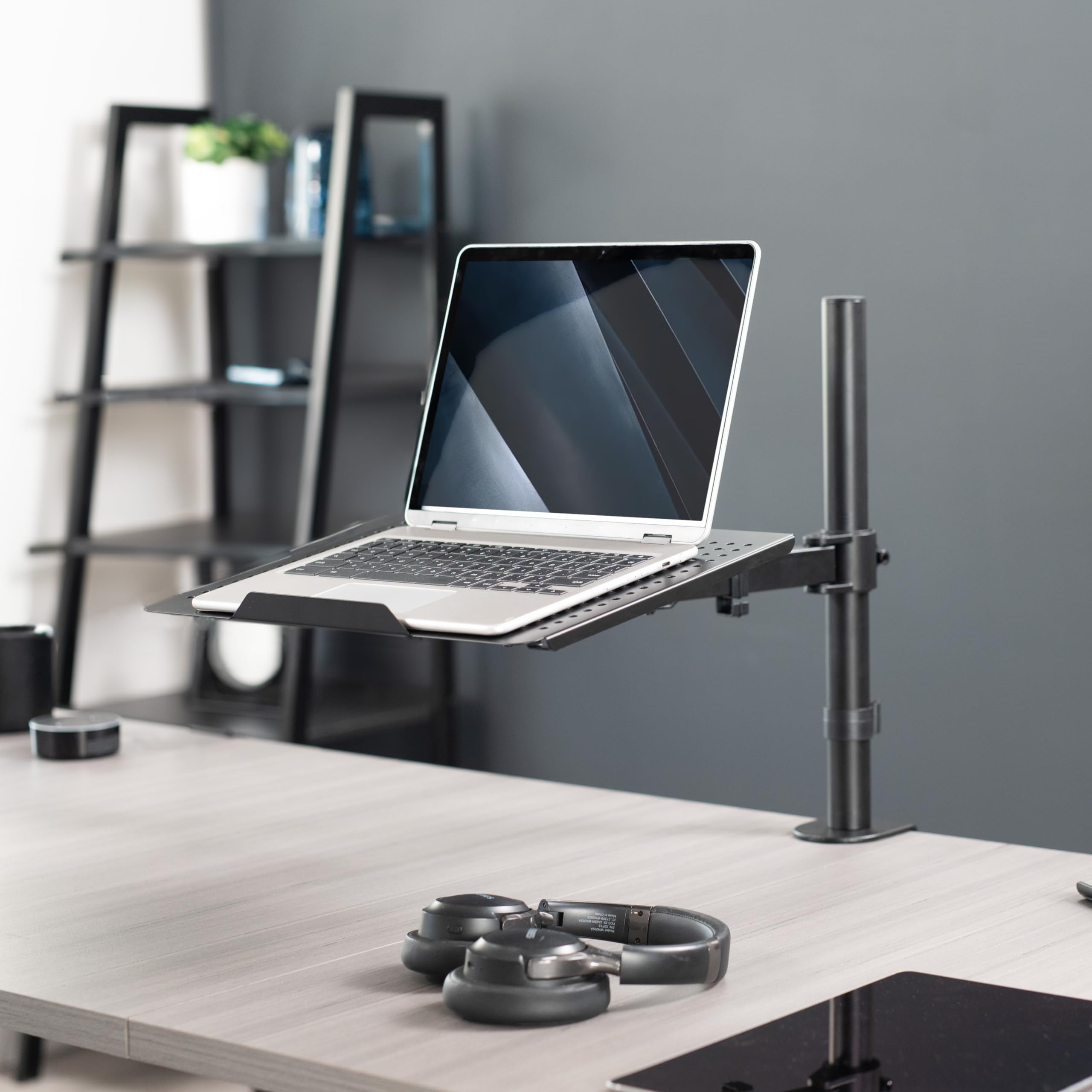 VIVO Single Laptop Notebook Desk Mount Stand, Fully Adjustable Extension with C clamp, Fits up to 17 inch Laptops, Black, STAND V001L
