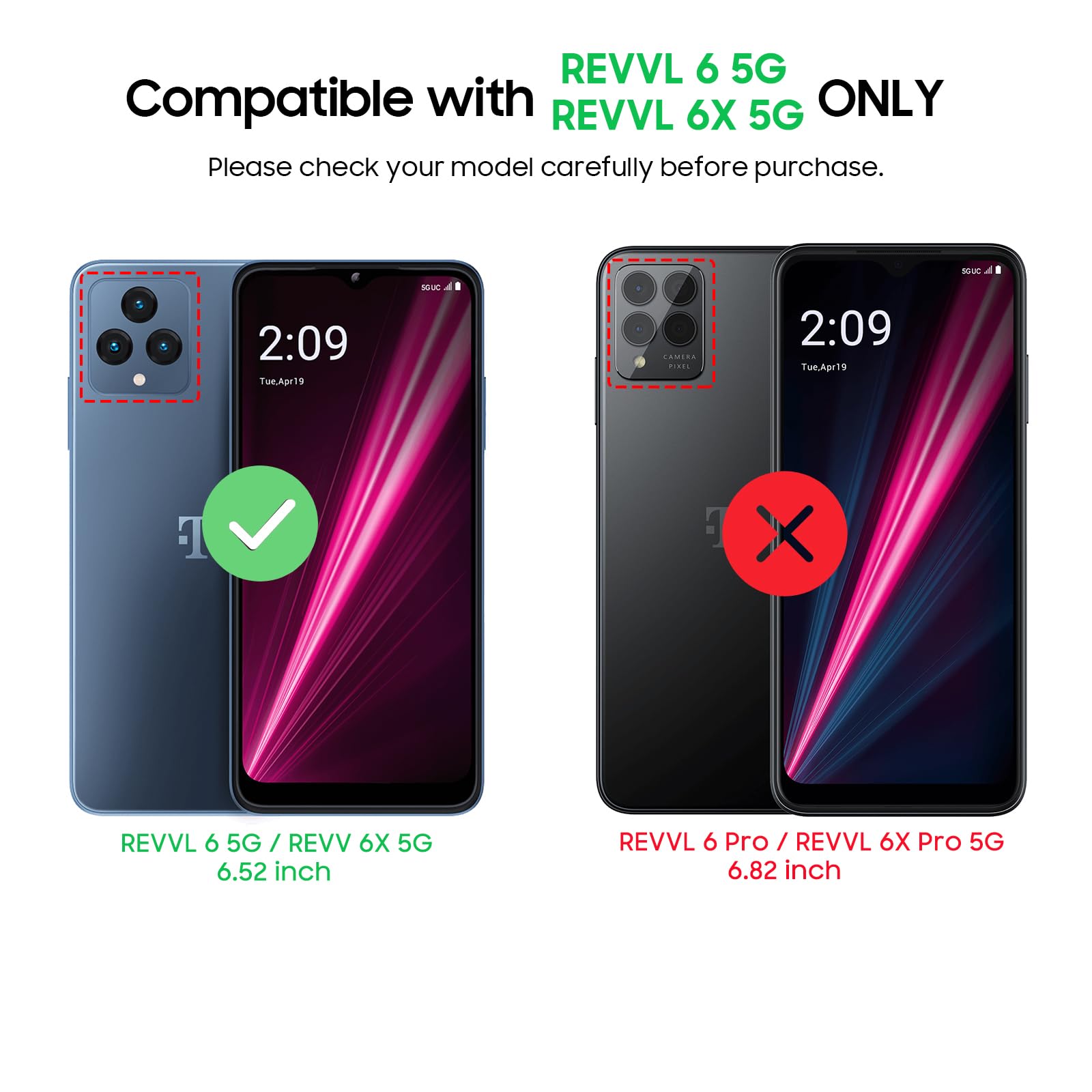 Lekevo For Revvl 6 5G / Revvl 6X 5G Phone Case, With Screen Protector & Camera Lens Cover, Heavy Duty Dual Layer Phone Case, Mil