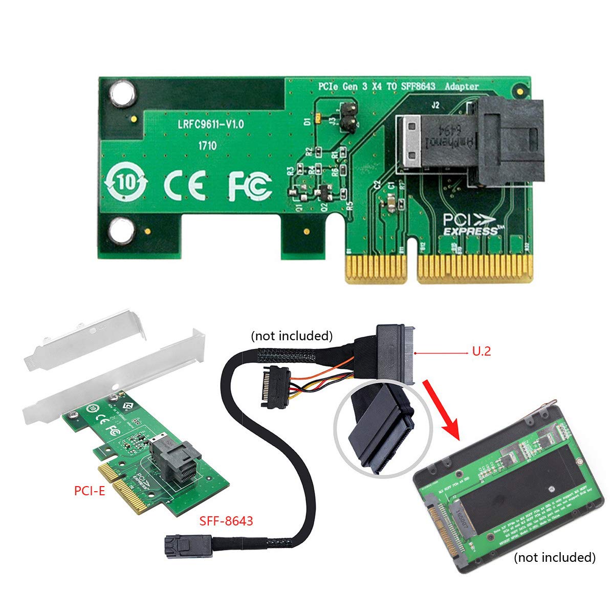 Xiwai Pci E 4X To U.2 U2 Kit Sff 8639 Nvme Pcie Ssd Adapter For Mainboard Ssd 750 P3600 P3700 M.2 Sff 8643