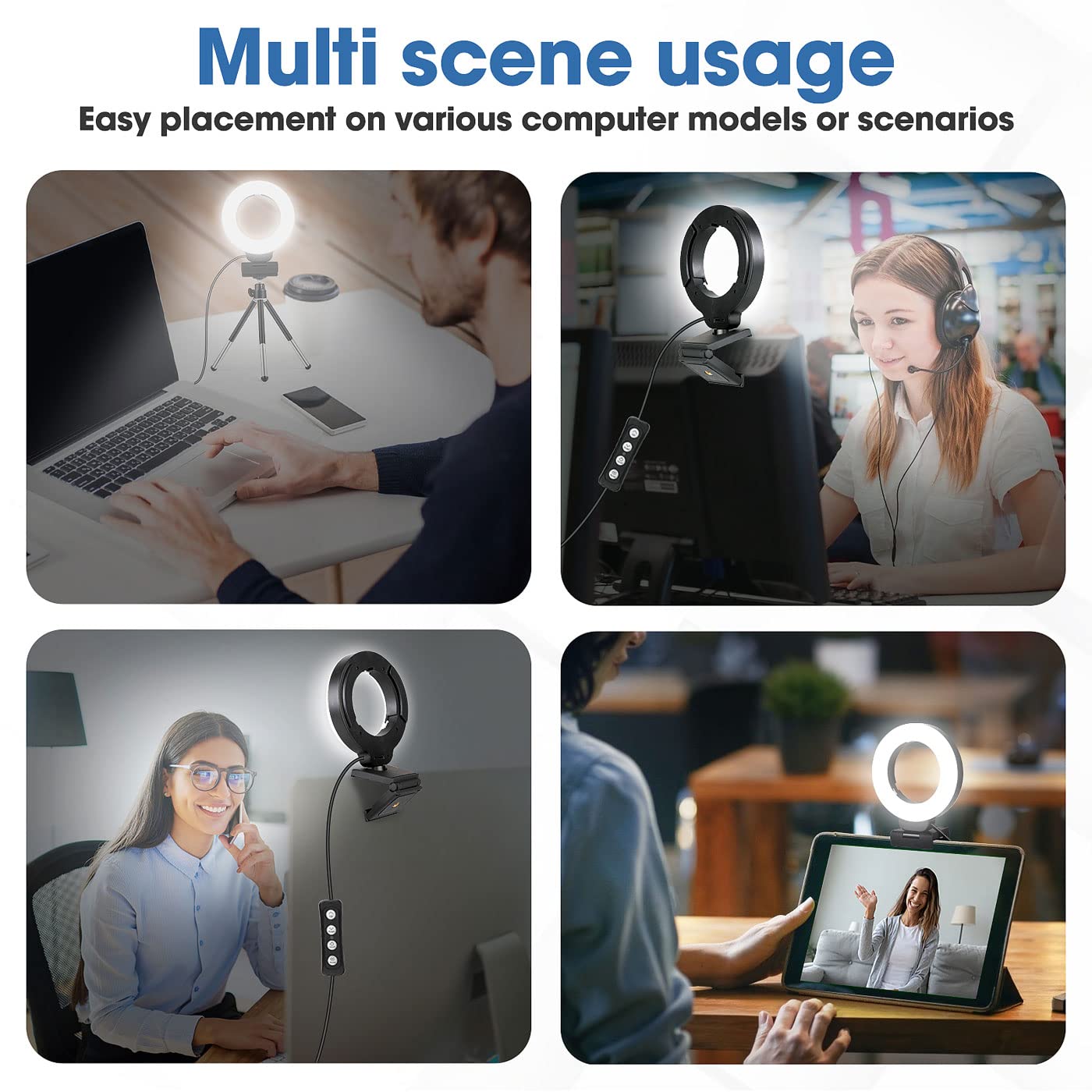 Fdkobe Webcam Lighting,Ring Light For Laptop/Computer,Zoom Call Lighting,4''Small Video Conference Lighting With Webcam Style Mo