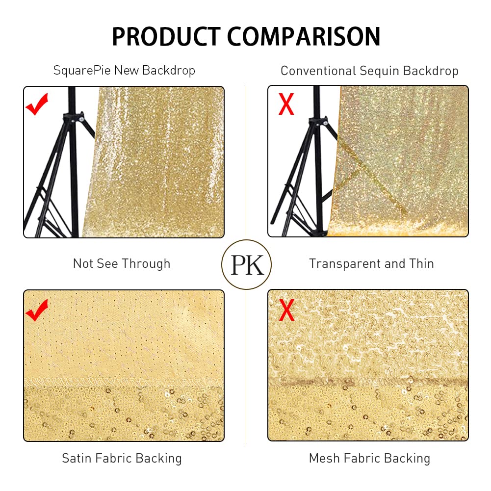Squarepie Sequin Backdrop Curtain Not See Through Background For Wedding Party 5Ft X 7Ft Gold