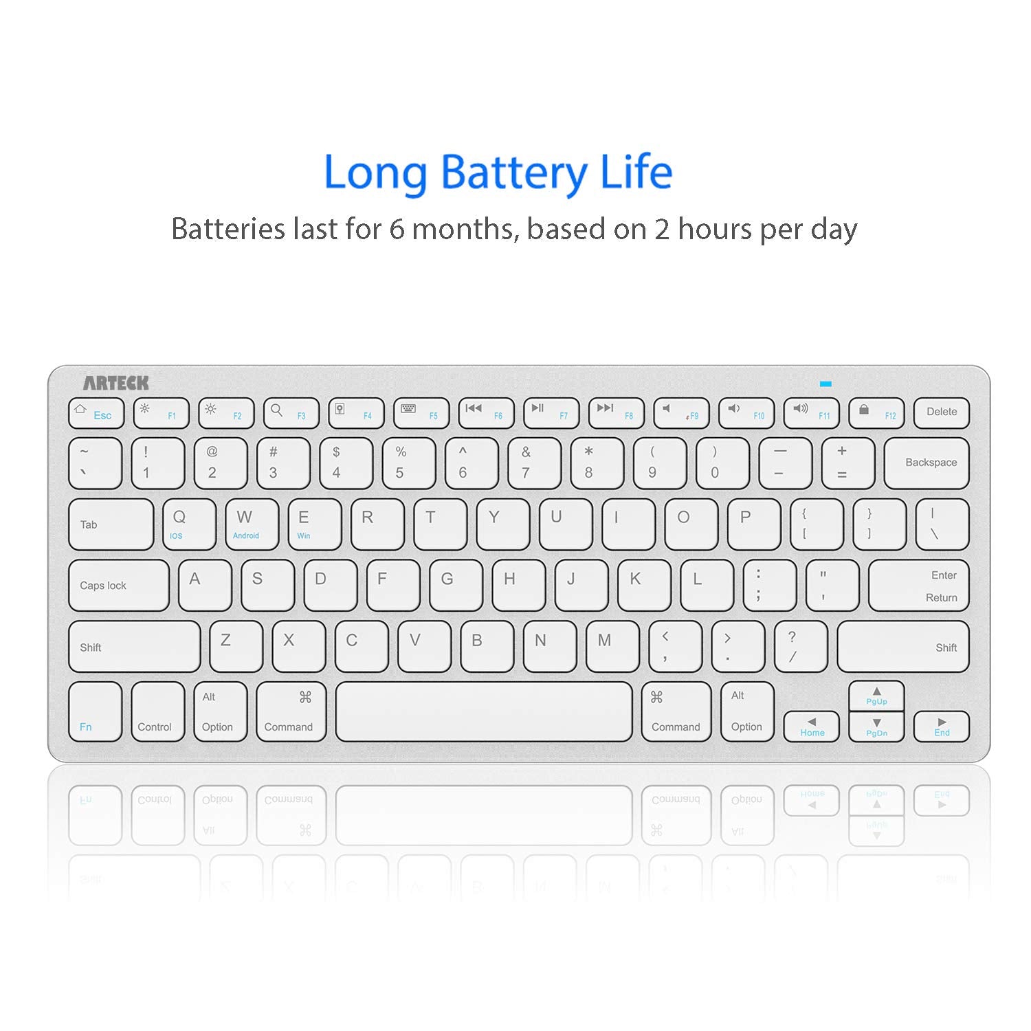 Arteck Ultra Slim Bluetooth Keyboard Compatible With Ipad 10.2 Inch/Ipad Air/Ipad 9.7 Inch/Ipad Pro/Ipad Mini, Iphone And Other