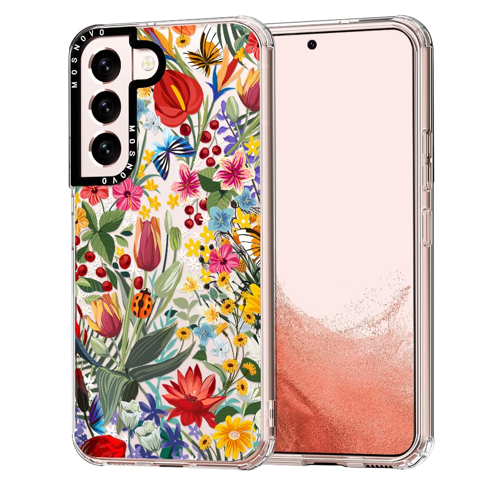 Mosnovo For Galaxy S22 Plus Case,Samsung S22 Plus 5G Case, Spring Secret Garden Floral Flower Clear Design Shock Absorption Bump