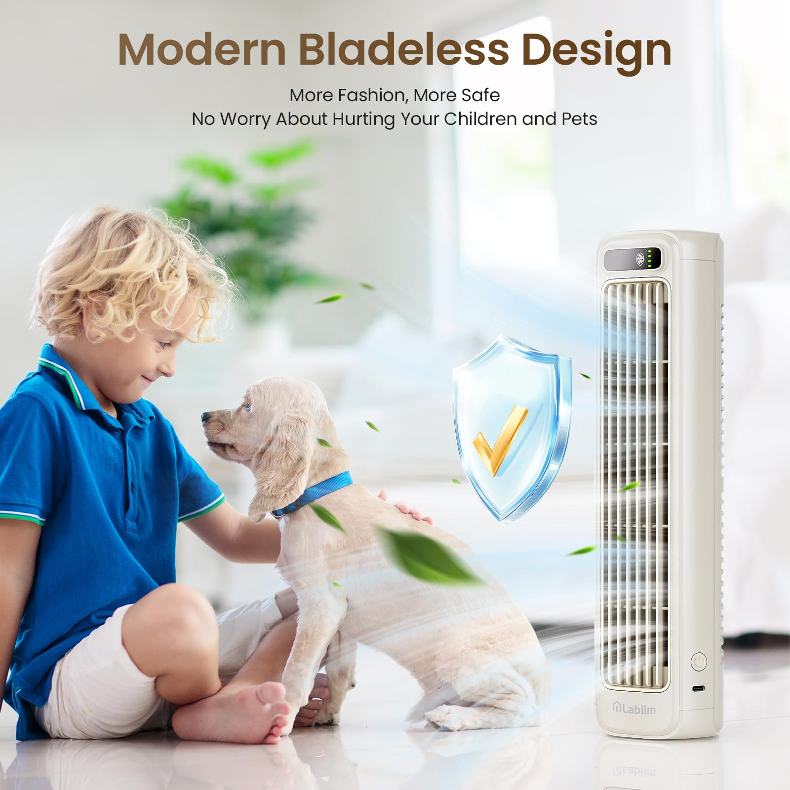 Labiim Desk Fan, Rechargeable Fan For Saving Space, 5000Mah Battery Portable Bladeless Table Fan, 12 Inch Office Fan Small,With