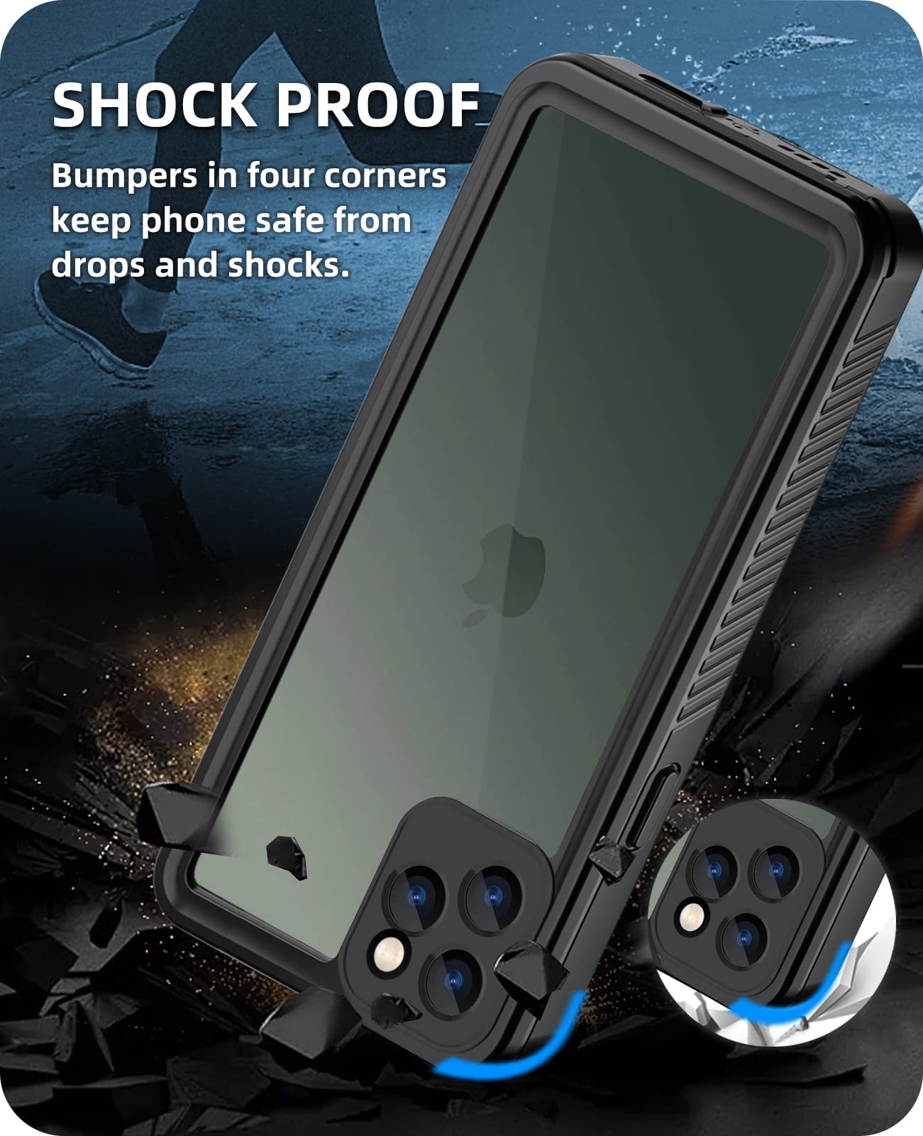 Wifort Iphone 11 Pro Waterproof Case Built In Screen Protector Water Resistant Cover Protective Drop Protection Hard, Shockproof