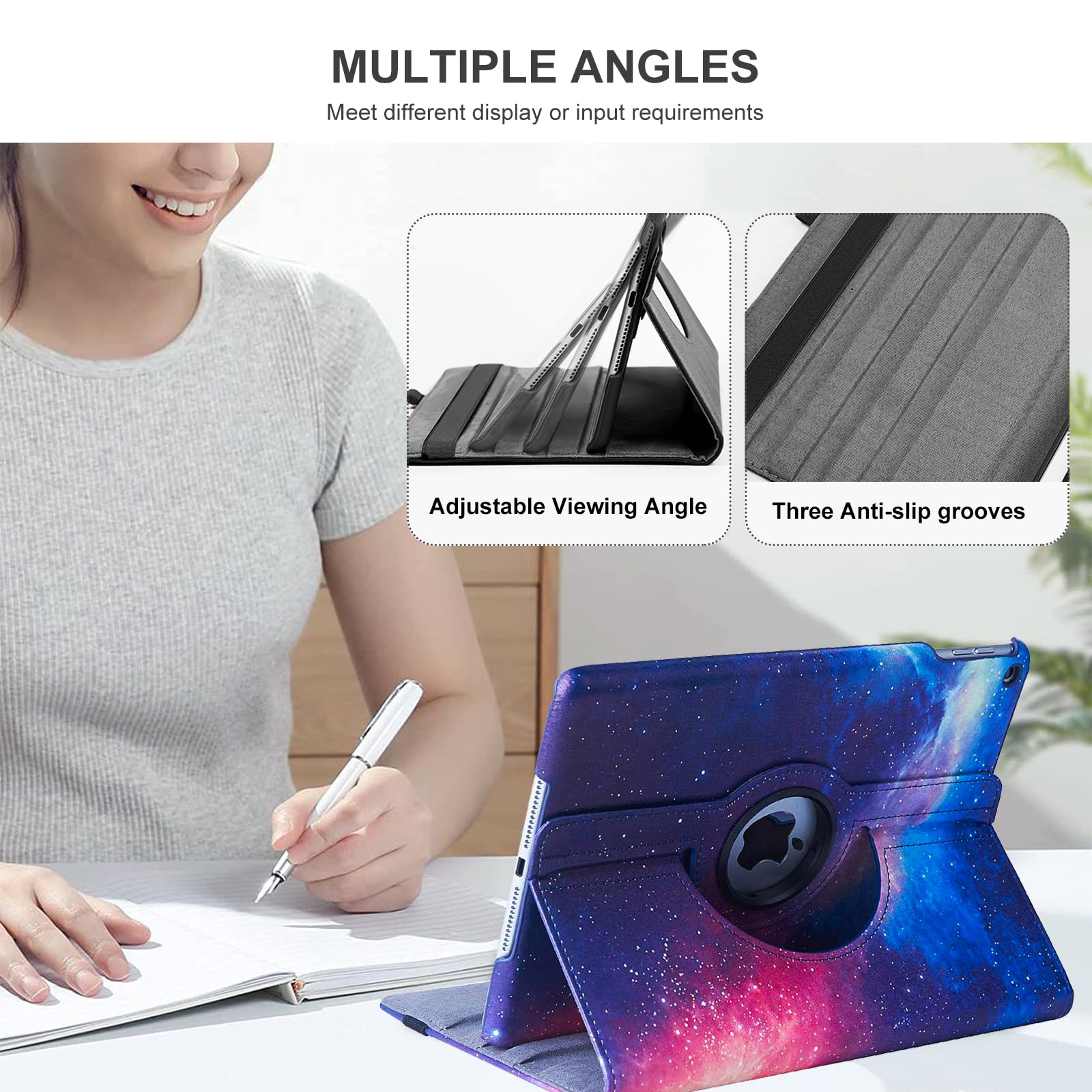 Hsxfl Rotating Case For Ipad 9Th/8Th/7Th Generation   360 Degree Protective Ipad Covers 10.2 Inch With Auto Sleep/Wake Function,