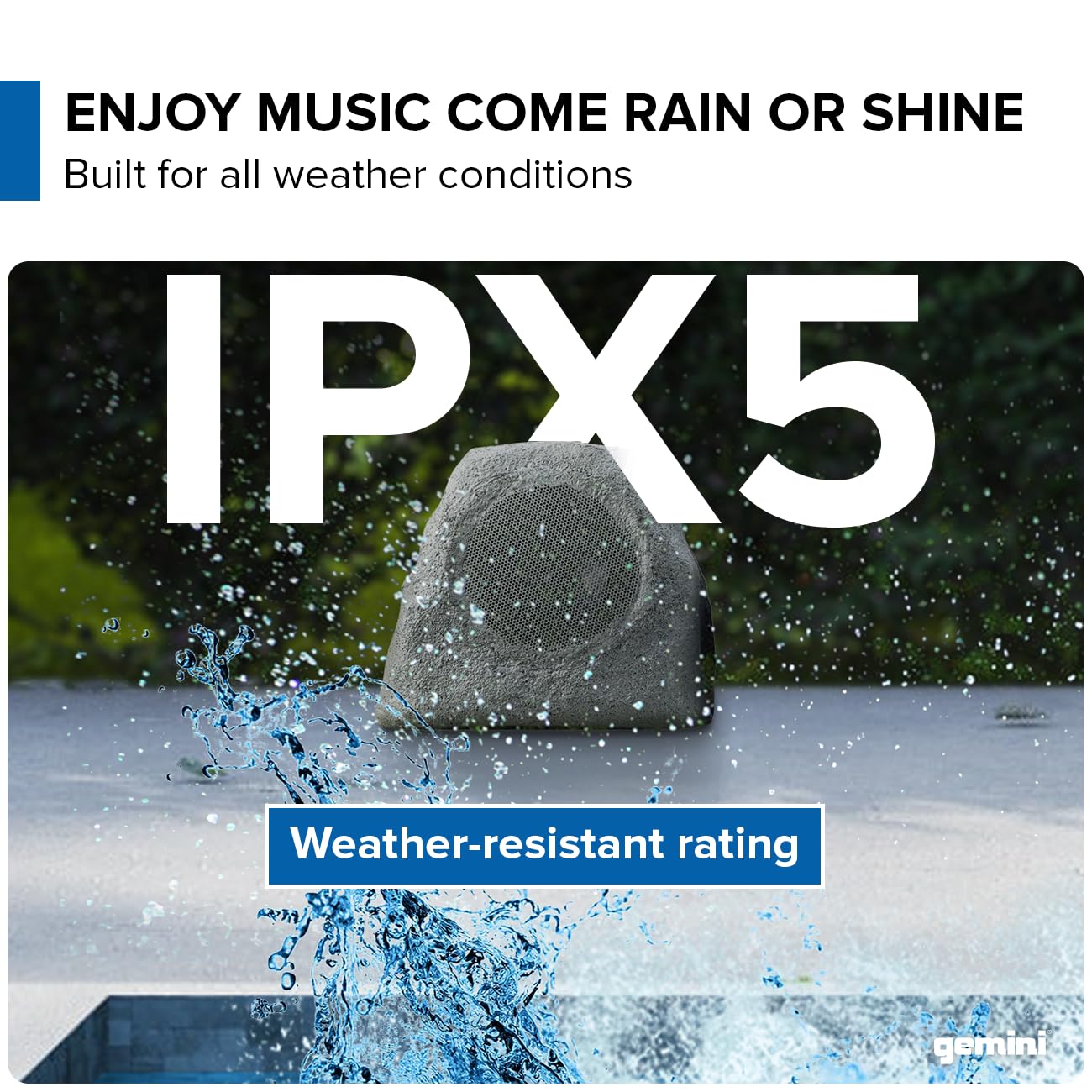 Gemini Sound Ghrk 500Ltms Pr: Portable Solar Powered Bluetooth Rock Speakers Pair With Multi Link, Weather Resistant Design For Outdoor Entertainment, Wireless Connectivity, And Ambient Led Lighting