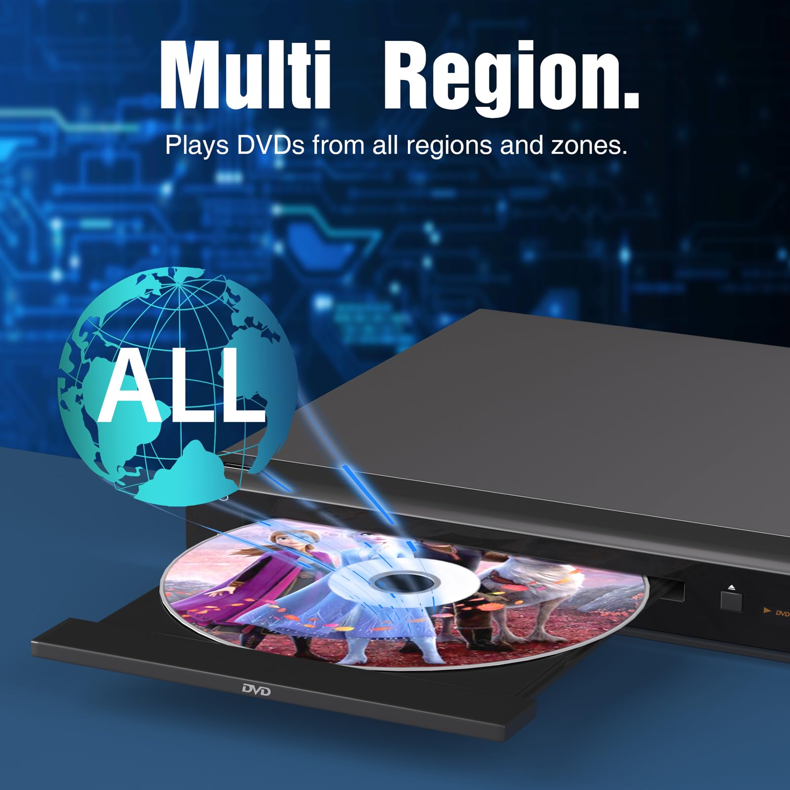 Megatek Region Free Dvd Player For Tv With Hdmi, Cd Player For Home, Plays All Regions And Formats, Usb Port, Durable Metal Casi