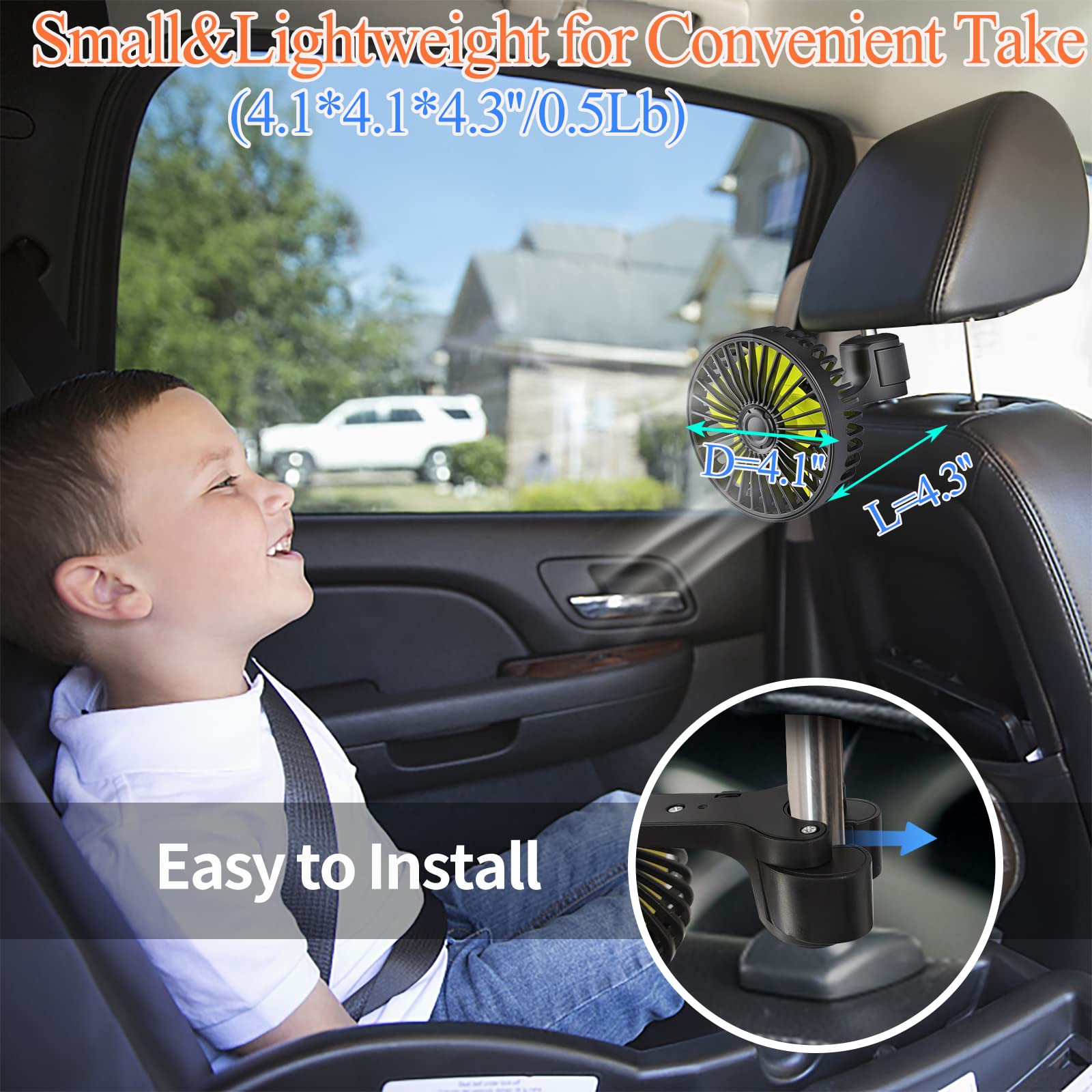 Huenlyel Usb Car Seat Fans For Backseat Baby, Electric 5V Usb Car Cooling Fan For Car Rear Seat Baby Kids Passengers(Usb Powered