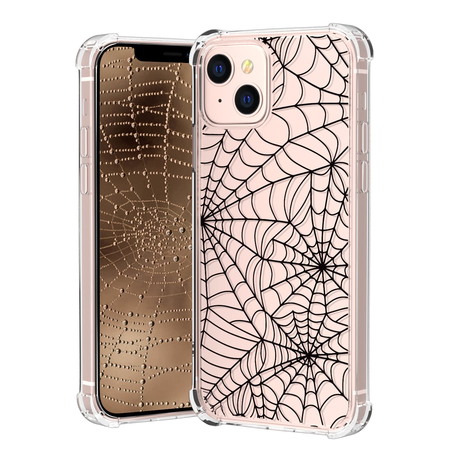 Yespure Iphone 13 Case,Iphone 13 Halloween Case,Crystal Clear Soft Tpu With Spider Web Pattern Design Halloween Phone Case For B