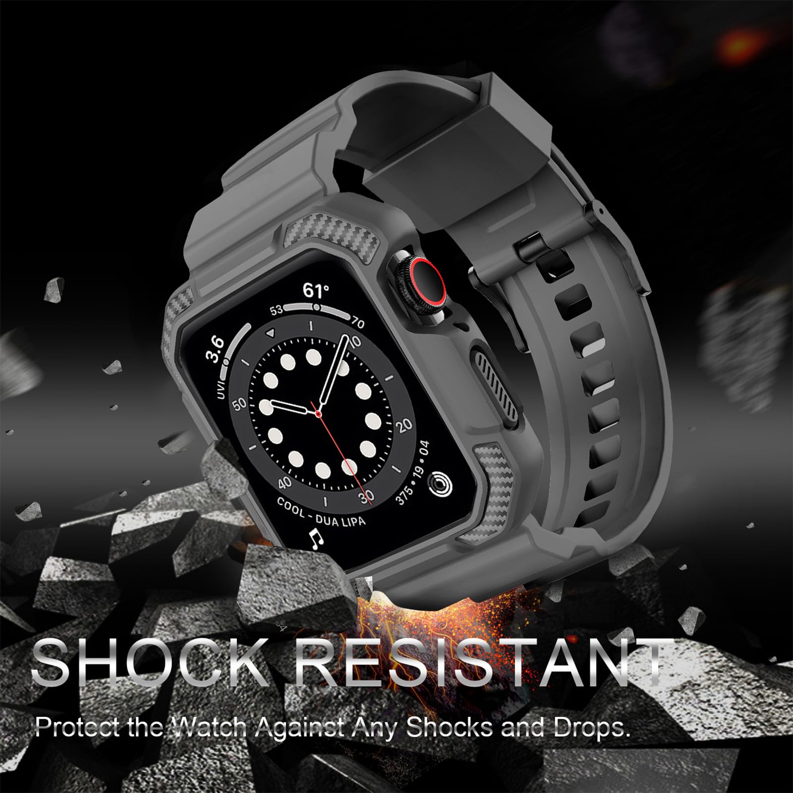 Orobay Compatible With Apple Watch Band 41Mm 40Mm 38Mm With Case, Shockproof Rugged Band Strap For Iwatch Se2 Se Series 9/8/7/6/