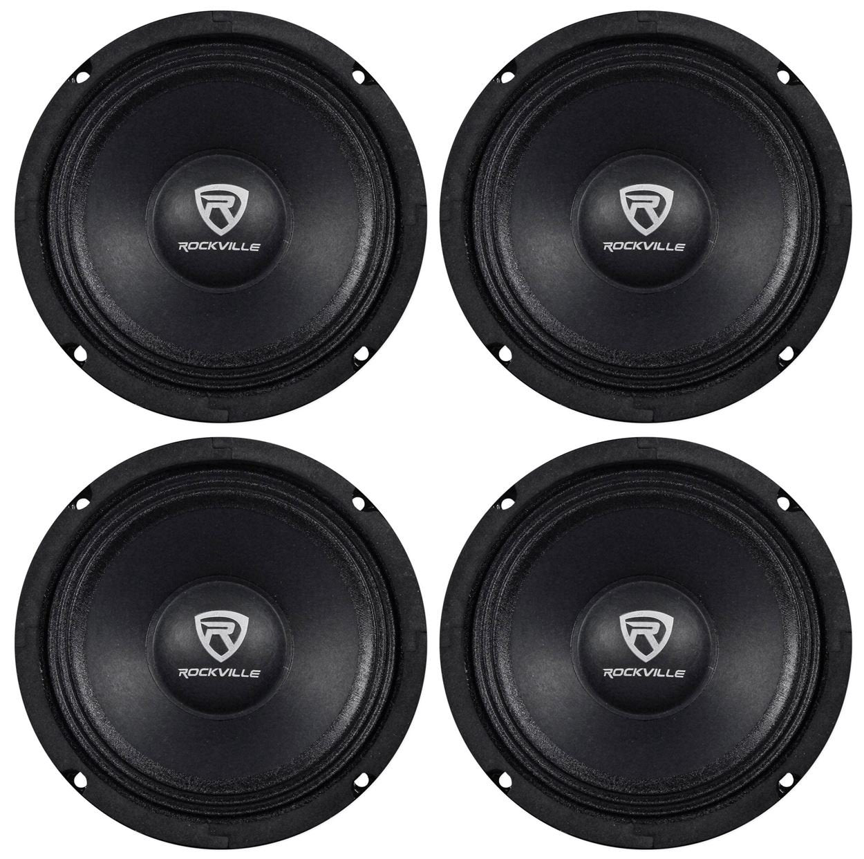 Rockville RM64PRO 6.5 200W Peak/100W RMS (per Speaker) 800W Total 4-Ohm SPL Midbass Midrange Car Speakers, Kevlar Reinforced Con