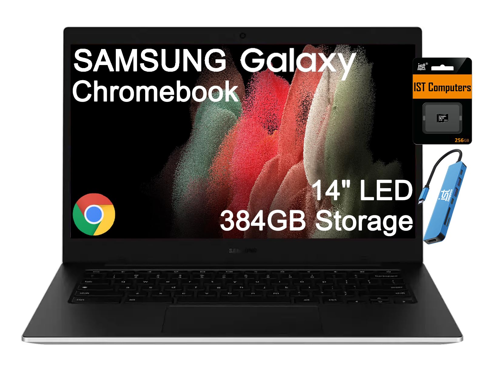 Samsung Galaxy Chromebook Go Laptop (14 LED, Intel Celeron N4500, 384GB Storage (128GB eMMC + 256GB SD Card)) Home & Student, 12