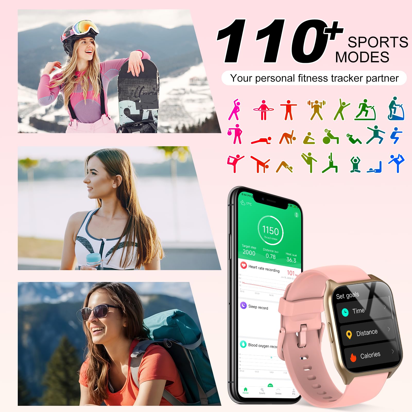 Smart Watch For Women, 1.85'' Hd Smartwatch (Answer/Make Call), 2025 Fitness Activity Tracker, 110+ Sport Modes/Heart Rate/Sleep