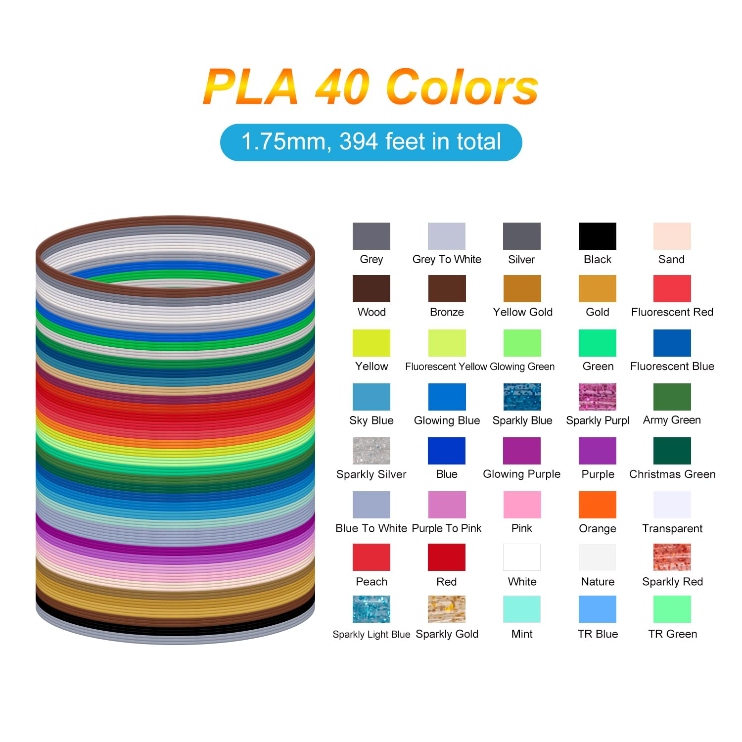 Kretrum 3D Pen Filament Refills 40 Colors 1.75Mm 3D Doodler Pen Refills Pla Filament Compatible With Most 3D Prining Pens Mynt3D