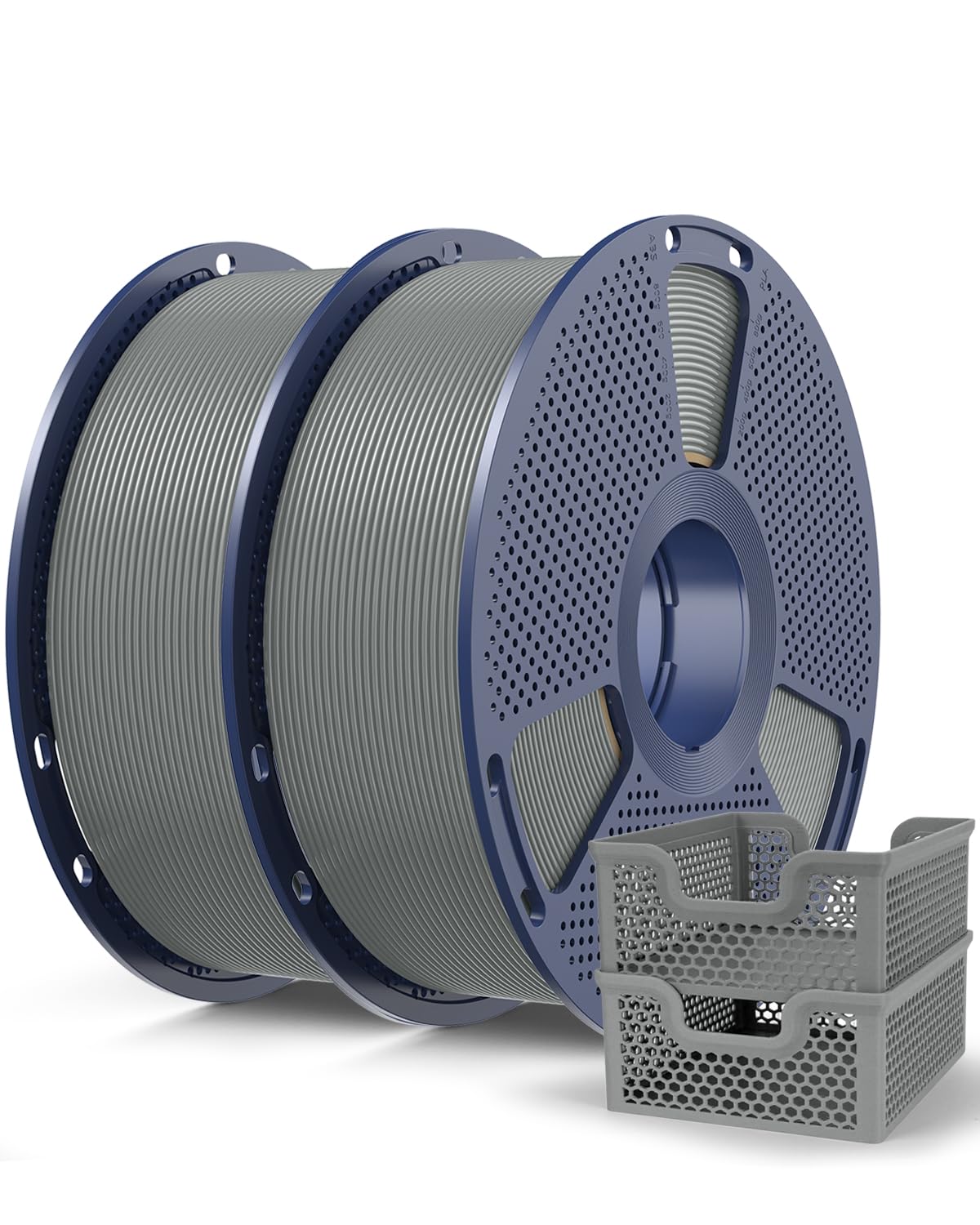 SUNLU PLA+2.0 Filament 1.75mm Grey 2KG, High Speed PLA Plus2.0 Tougher and Stronger 3D Printer Filament Dimensional Accuracy +/-