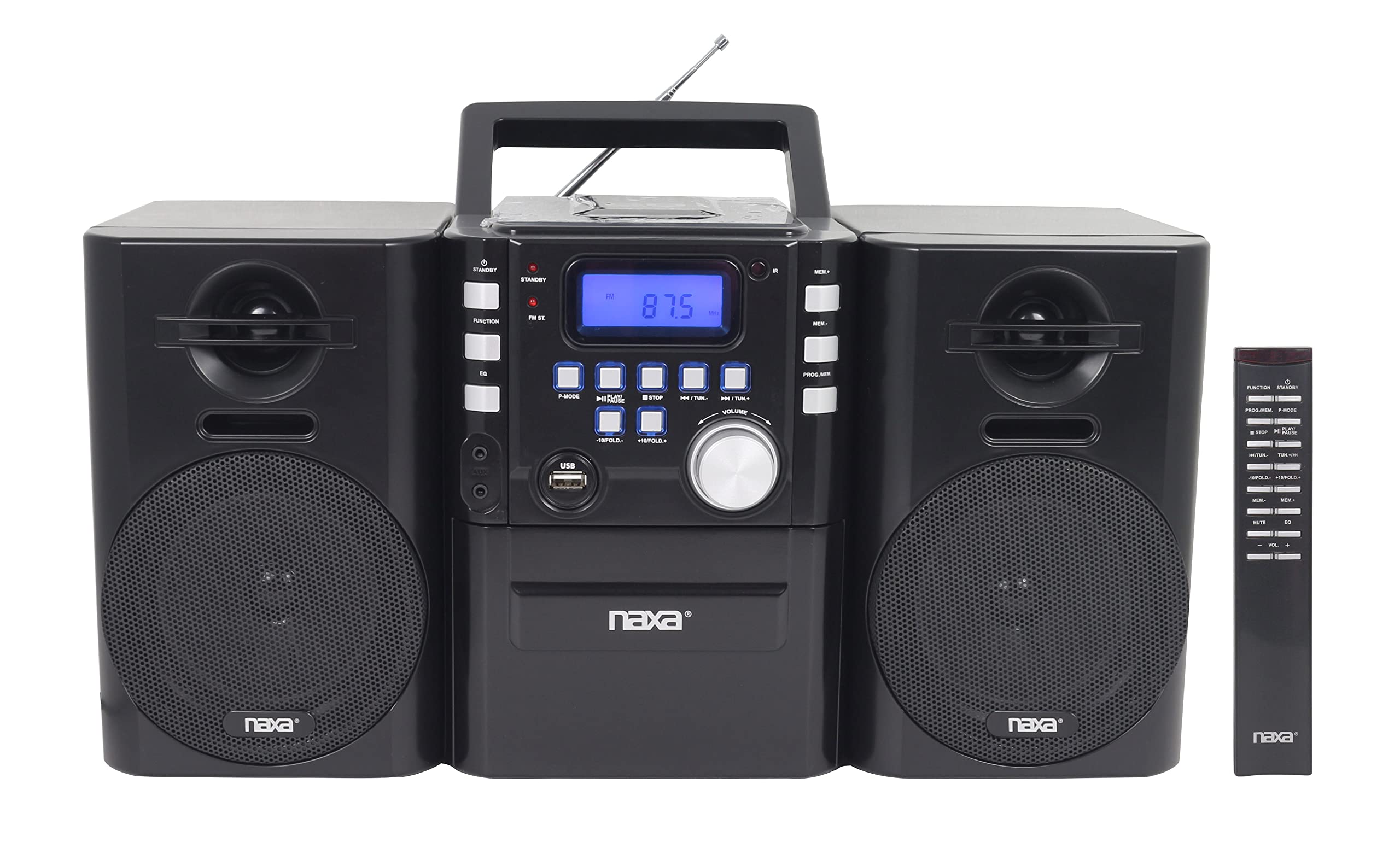 Naxa Electronics Naxa Npb 431 Portable Mp3/Cd Player With Pll Fm Radio, Usb Input, Remote Control, And Detachable Speakers, Blac