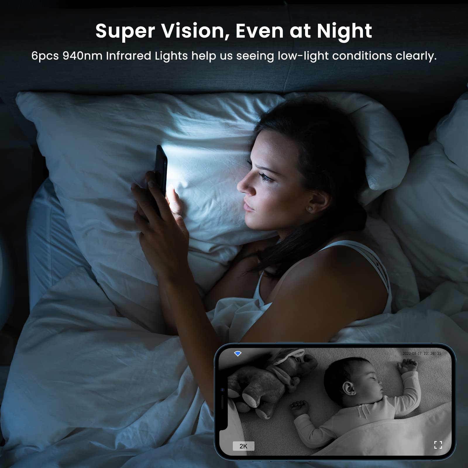 Wifi Camera 2K, Galayou Indoor Home Security Cameras For Baby/Elder/Dog/Pet Camera With Phone App,24/7 Sd Card Storage,Works Wit