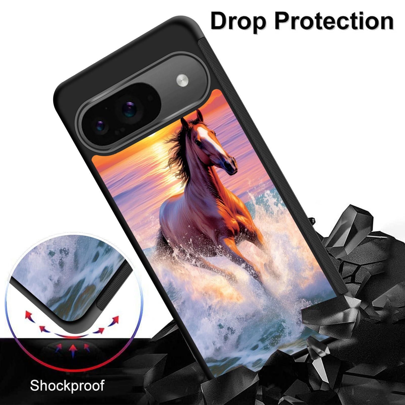 Zqlplzr For Pixel 9/Pixel 9 Pro Case,Tire Anti-Skid Edges Cute Design Shockproof Bumper Full Protection Back Cover For Google Pi