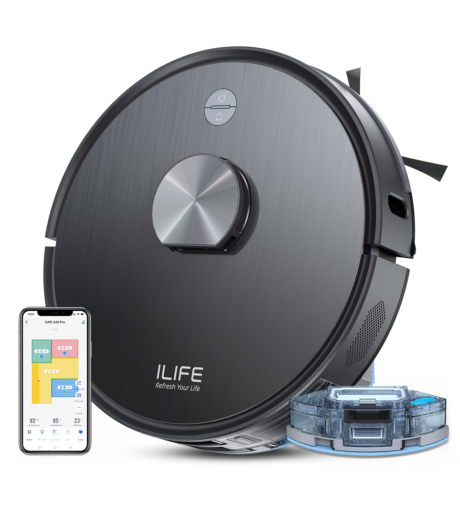 Ilife T20S Ultr With Remote Robot Vacuum Cleaner With Advanced Lidar Navigation, SelfEmptying For Up To 70 Days, 10,000Pa Sucti