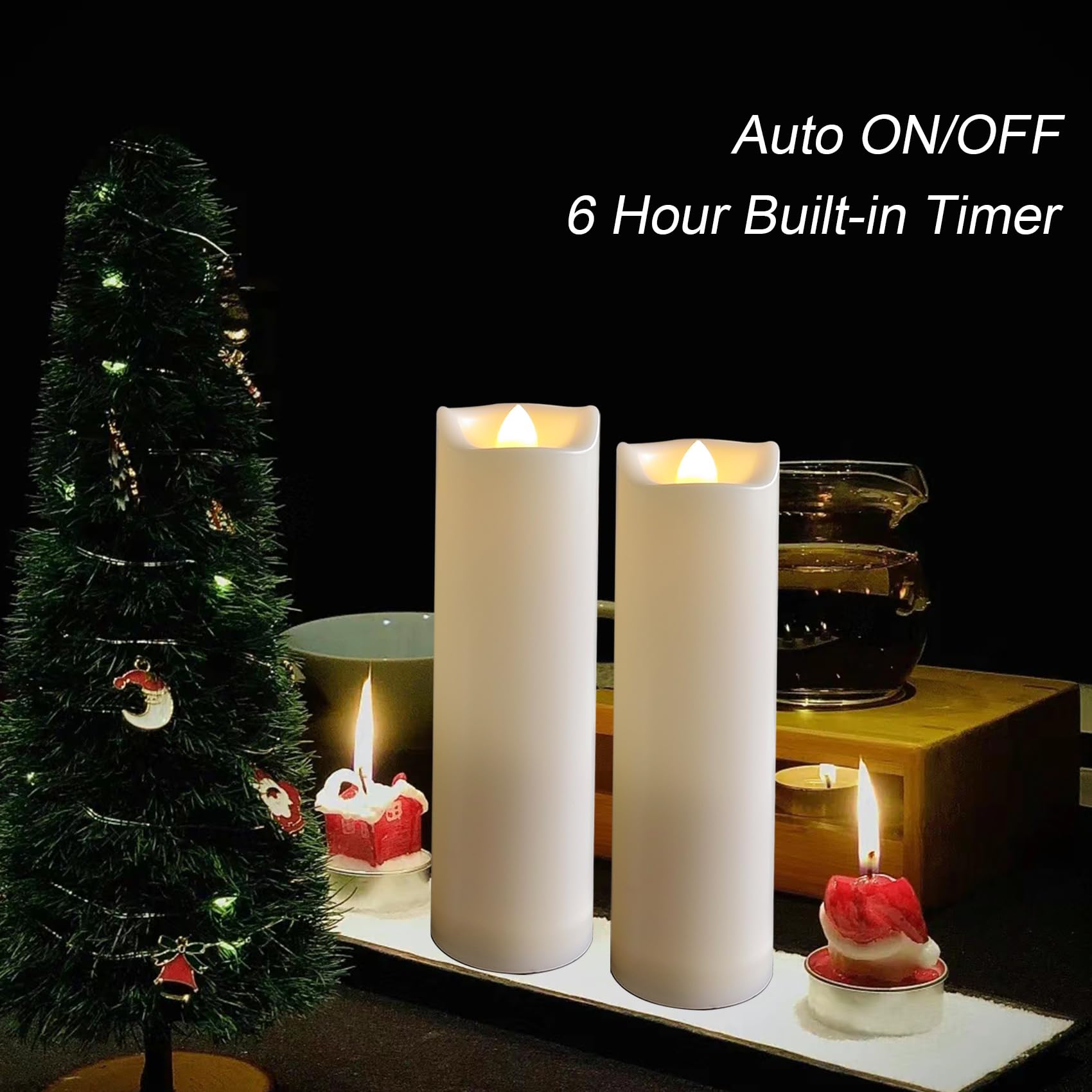 Led Battery Operated Candles 2''X7'' Plastic Flickering Flameless Candles With Timer Outdoor Waterproof Wedding Party Halloween