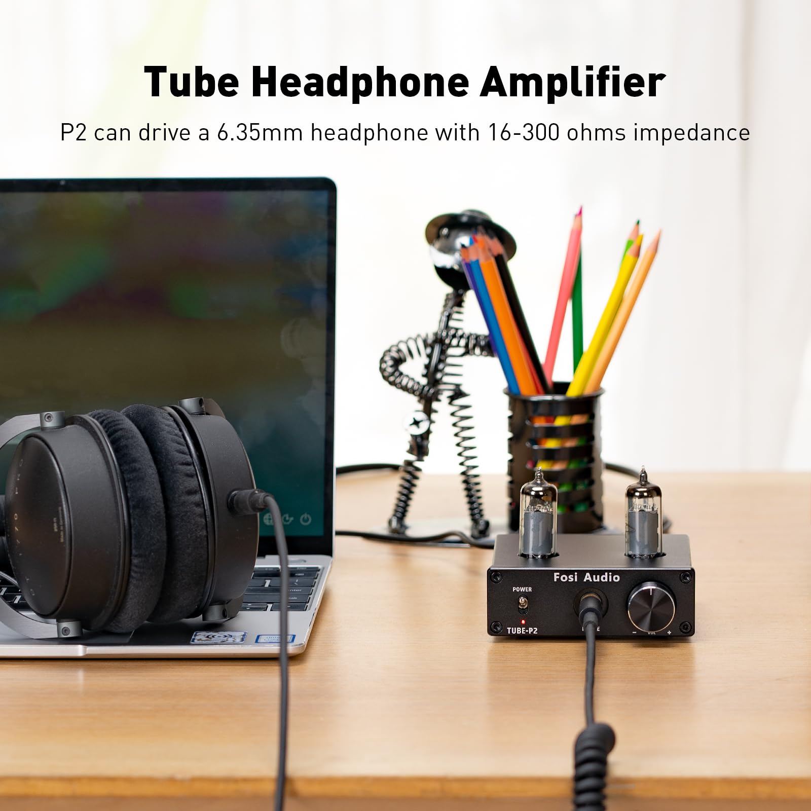 Fosi Audio P2 Headphone Amplifier Vacuum Tube Headphone Amp Mini Hi Fi Stereo Audio With Low Ground Noise Output Protection