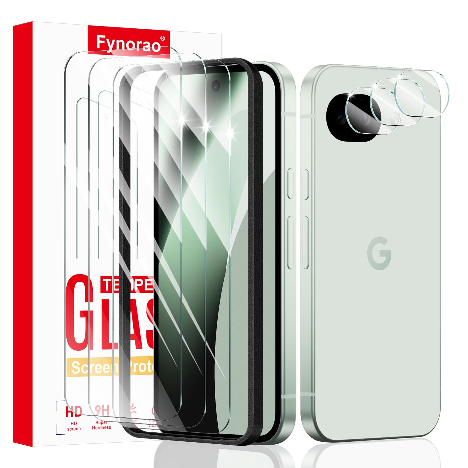 3+3+1-Pack, Screen Protector and Camera Lens Protector for Google Pixel 10A with Installation Alignment Aid, Tempered Glass Film