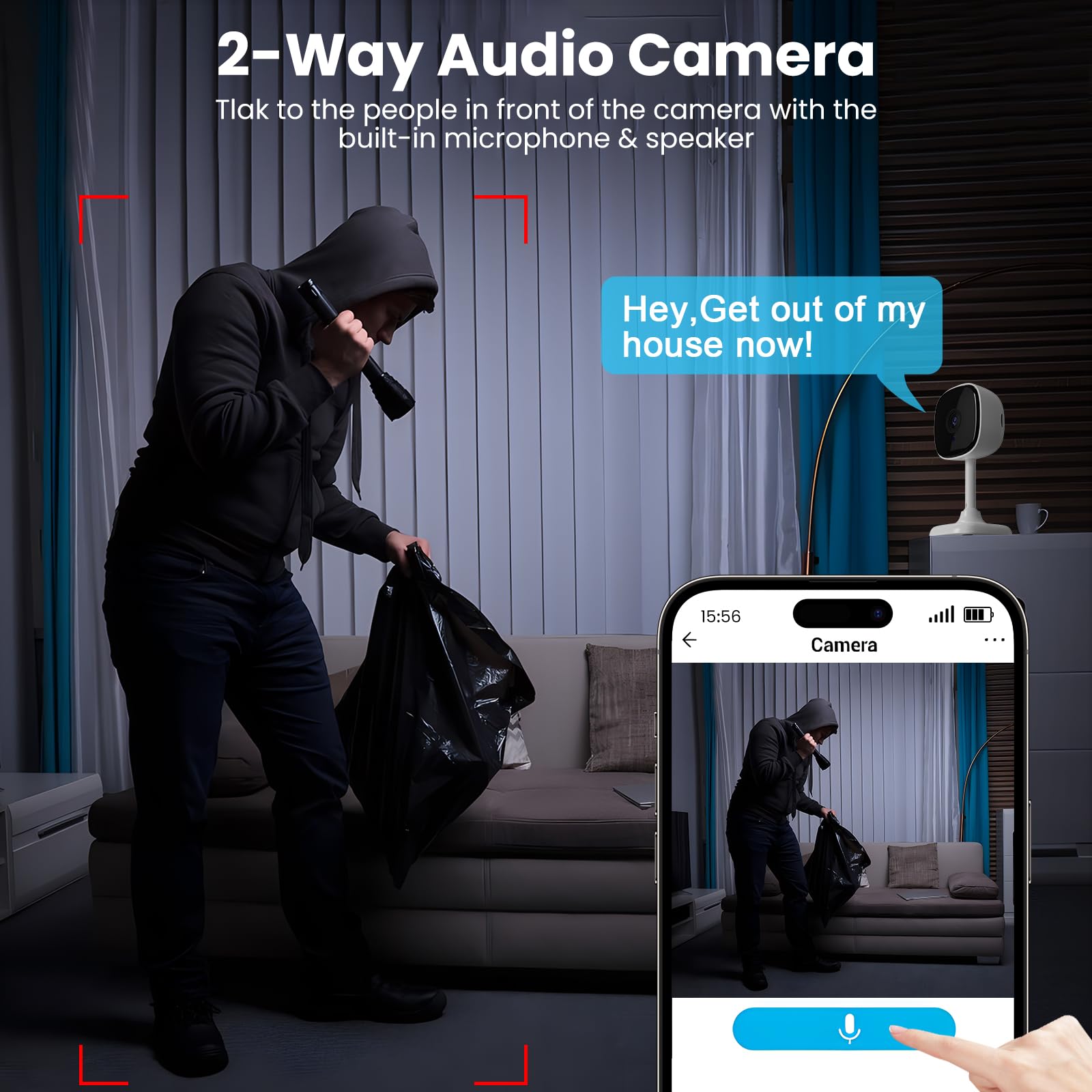 Wifi Inside Camera For House,2 Pcs Home Security Camera With Video/Audio 24/7 Recording,Night Vision,Ai Detection,Sd Card/Cloud