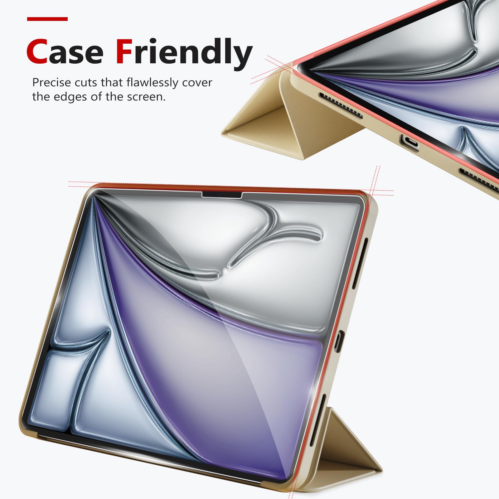 Bersem Screen Protector Compatible With Ipad Air 11 Inch 2024 (M2), Tempered Glass, Ultra Clear, Anti Scratch, Case Friendly, Ez