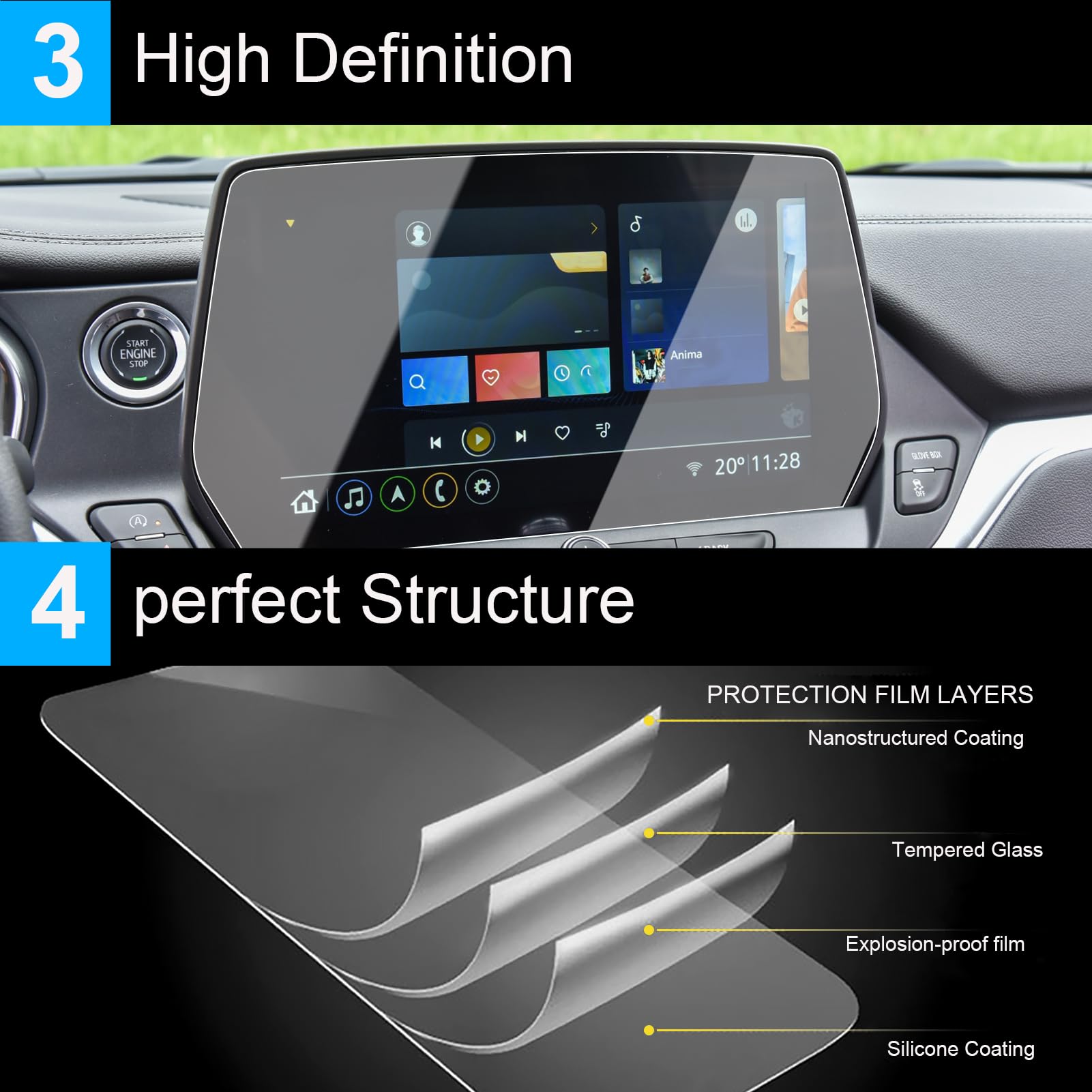 Ttcr Ii Compatible With 2023 2024 Chevy Blazer Screen Protector 10.2 Inch, For 2023 2024 Blazer Navigation Display Screen Protector, For Blazer Touchscreen Tempered Glass Protector 10 Inch