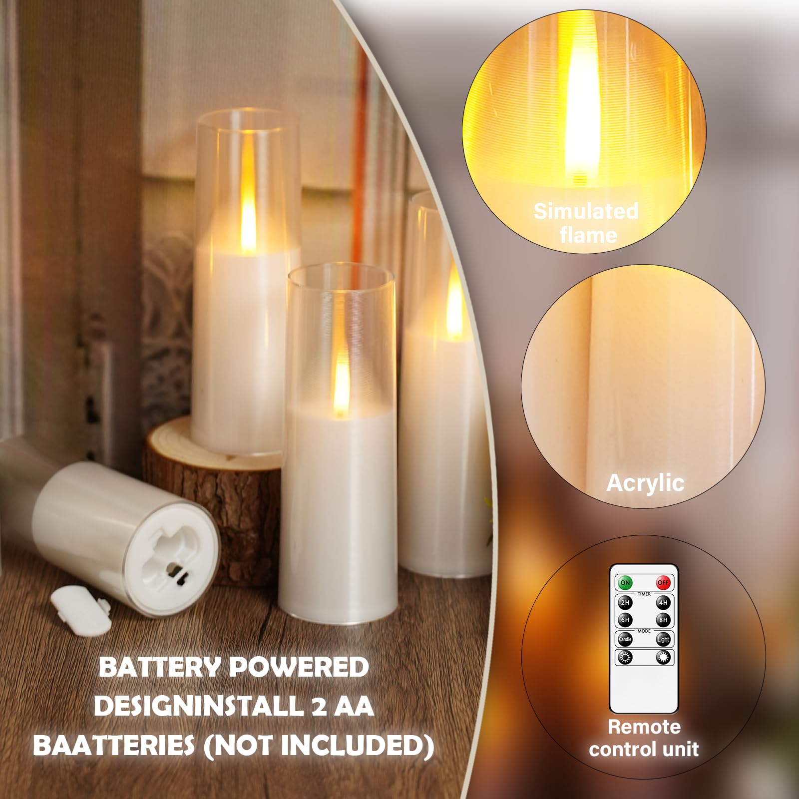 Kakoya Flameless Led Candles, Upgraded Realistic Flickering Flame   7 Battery Operated Candles With Remote Timers For Home Decor