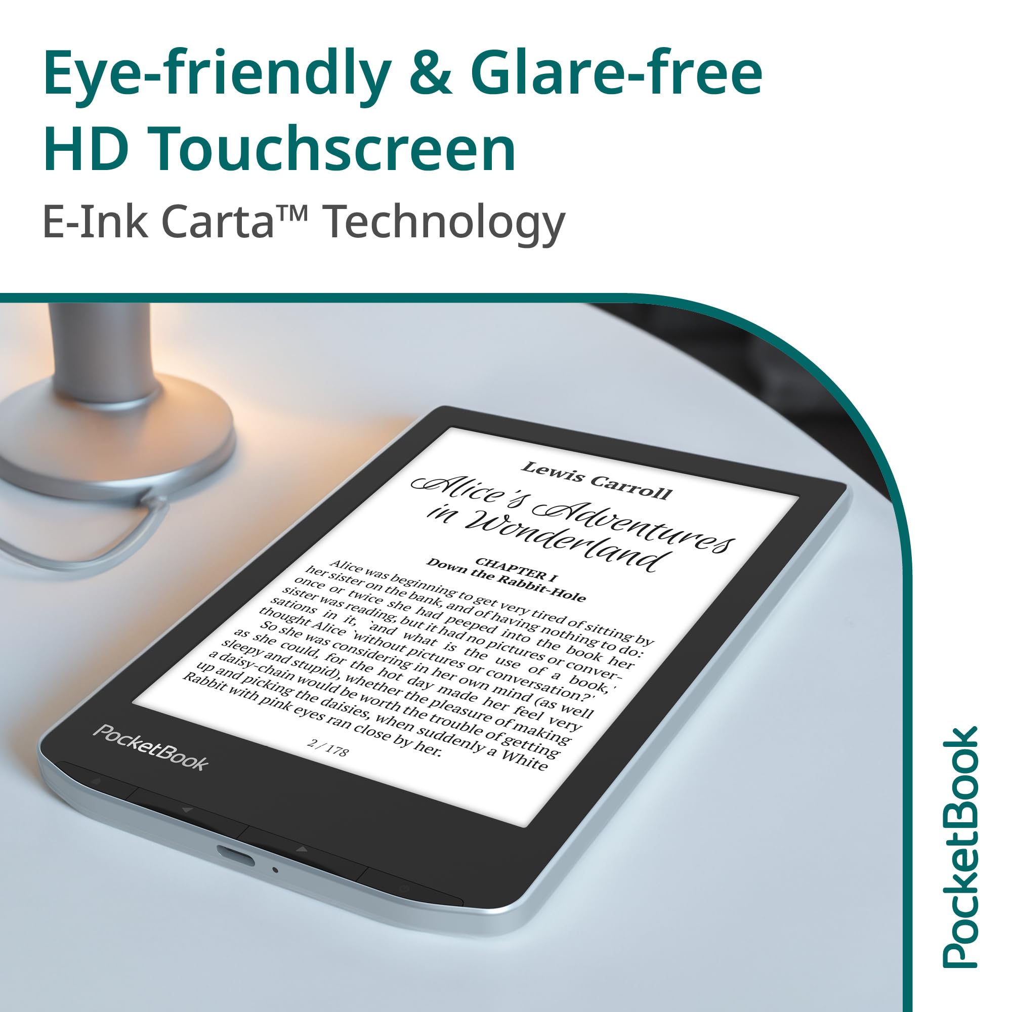 Pocketbook Verse E Reader | Eye Friendly 6'' E Ink Carta Hd Touchscreen | Adjustable Smartlight | Up To 1 Month Of Battery Life