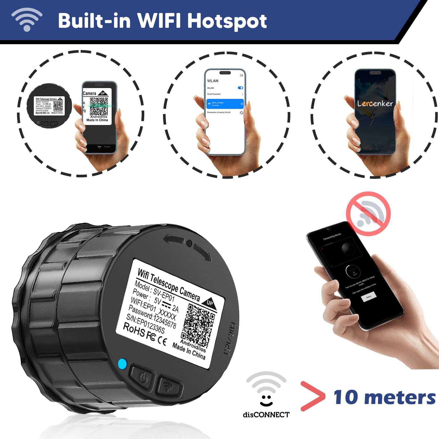 Wifi Electronic Eyepiece,Telescope And Microscope Accessories,4 Megapixel Camera,Telescope Image Hd Amplifier,2K Video Recording