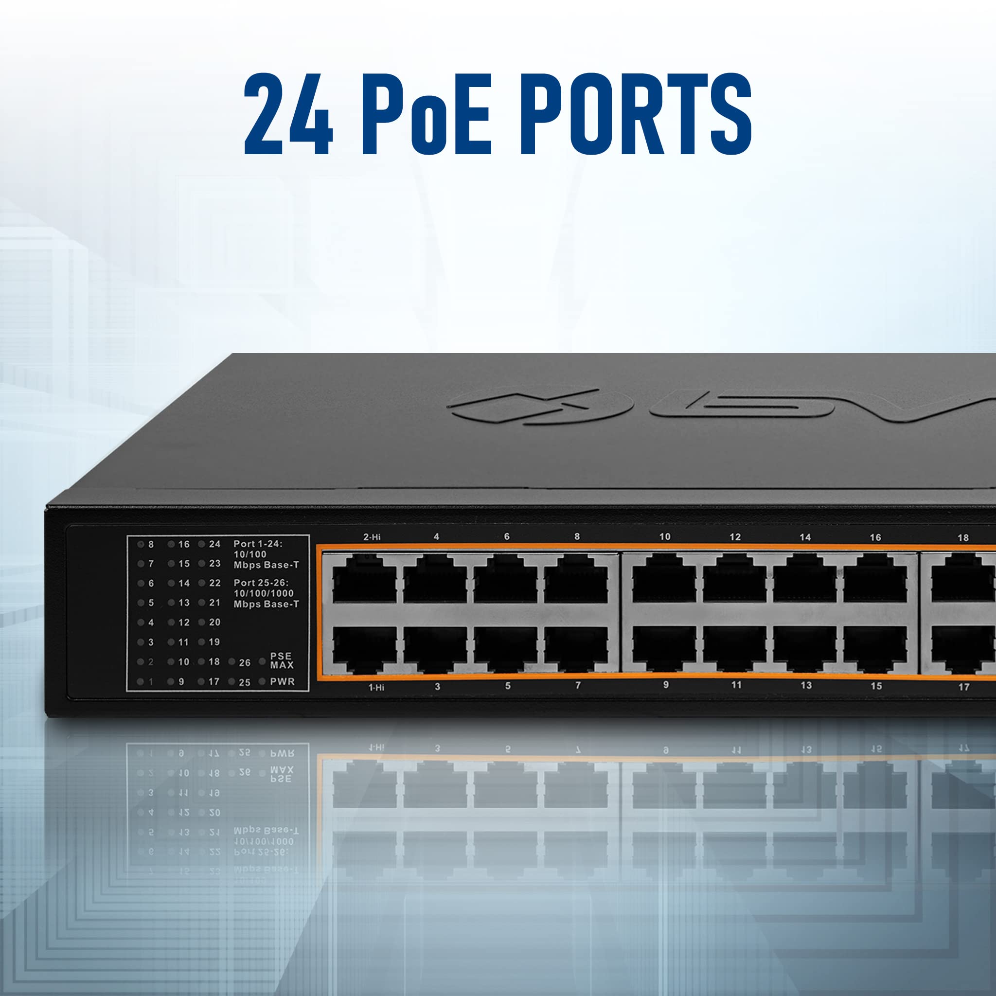 Bv-Tech 24 Port Poe+ Switch With 2 Gigabit Ethernet Or Sfp Uplink, Long Range | Poe-Sw2402